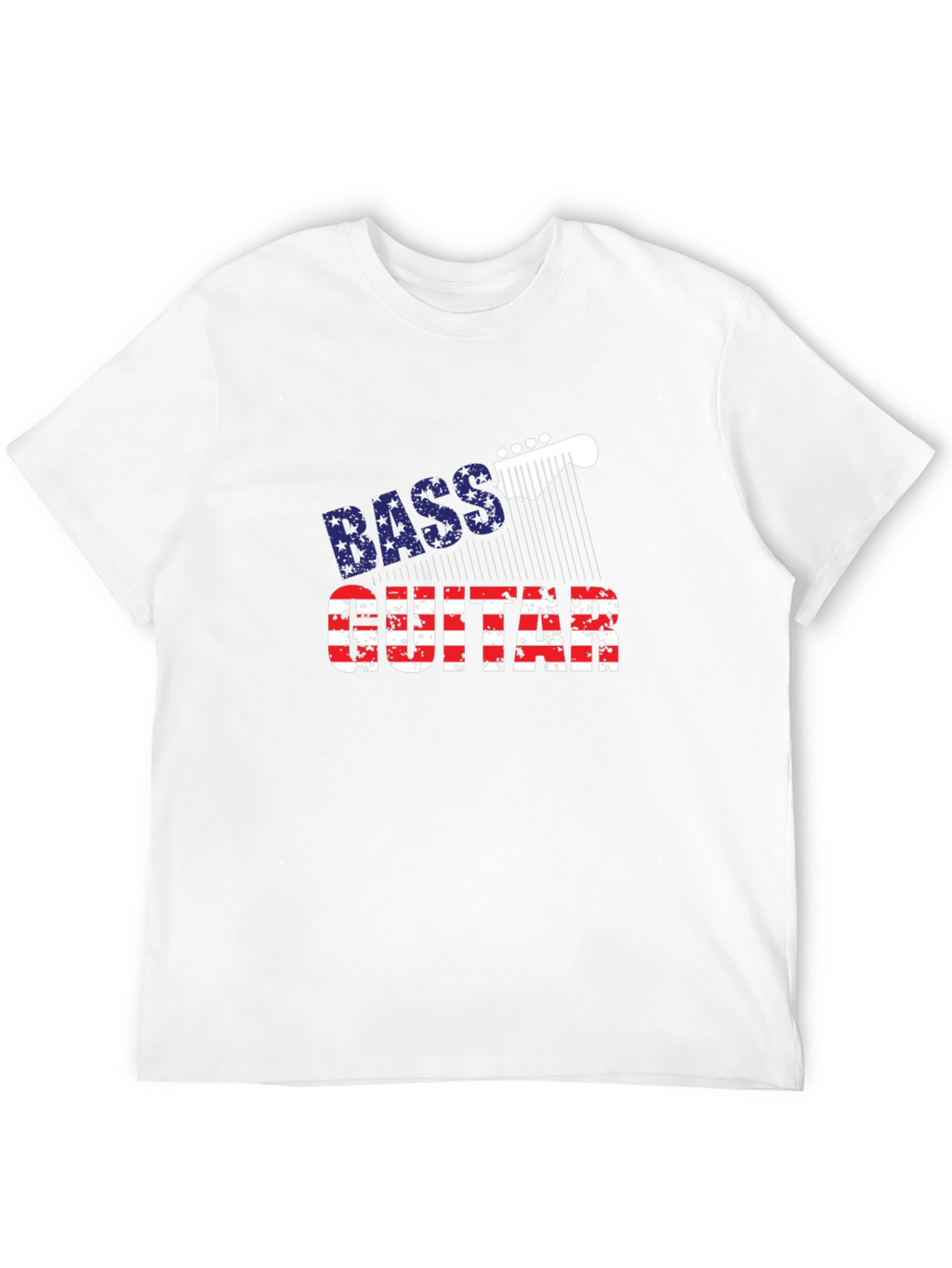Bass Guitar American Flag Mens Black T-Shirt