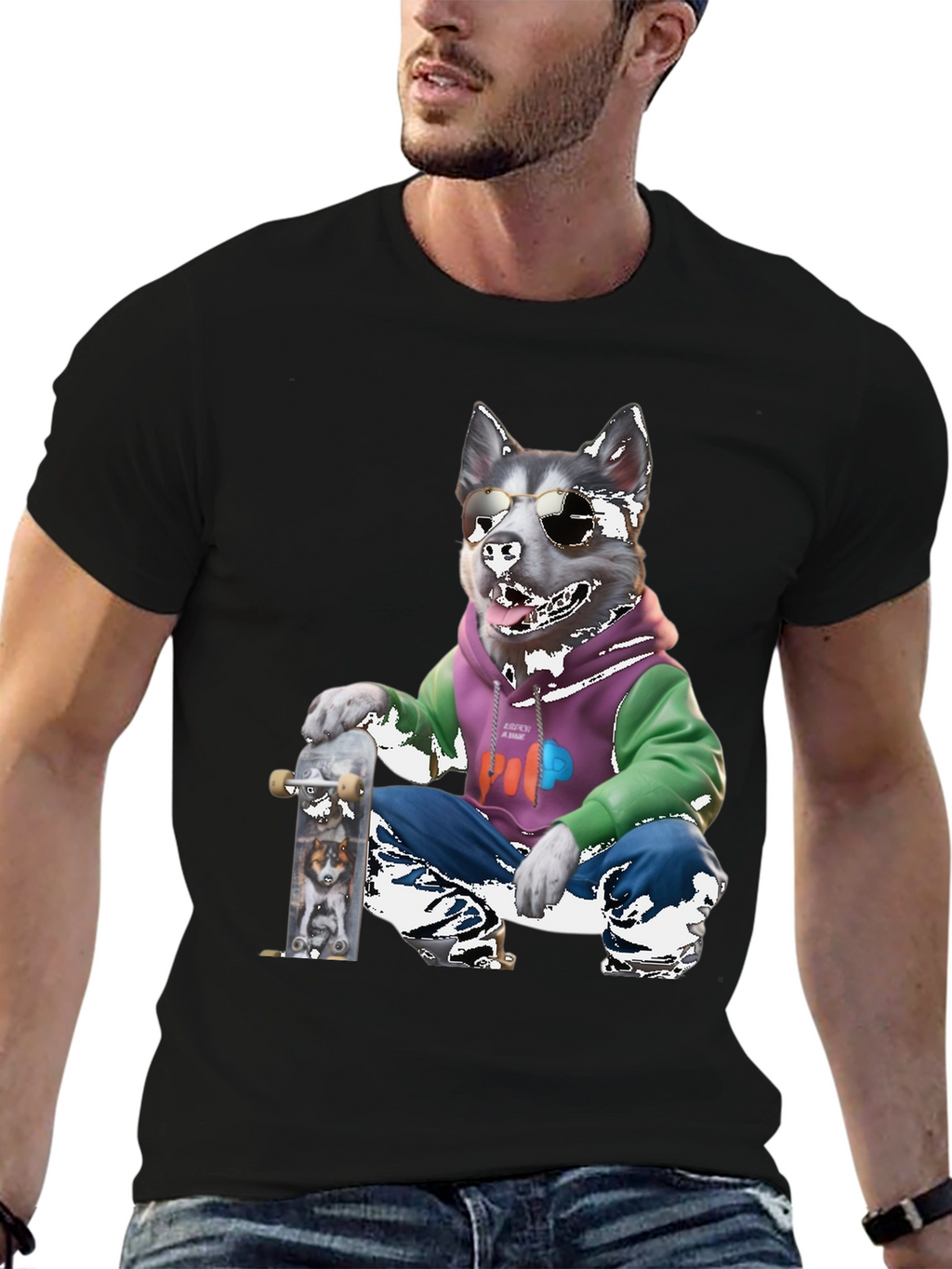 Dog Skateboarder Graphic Tee