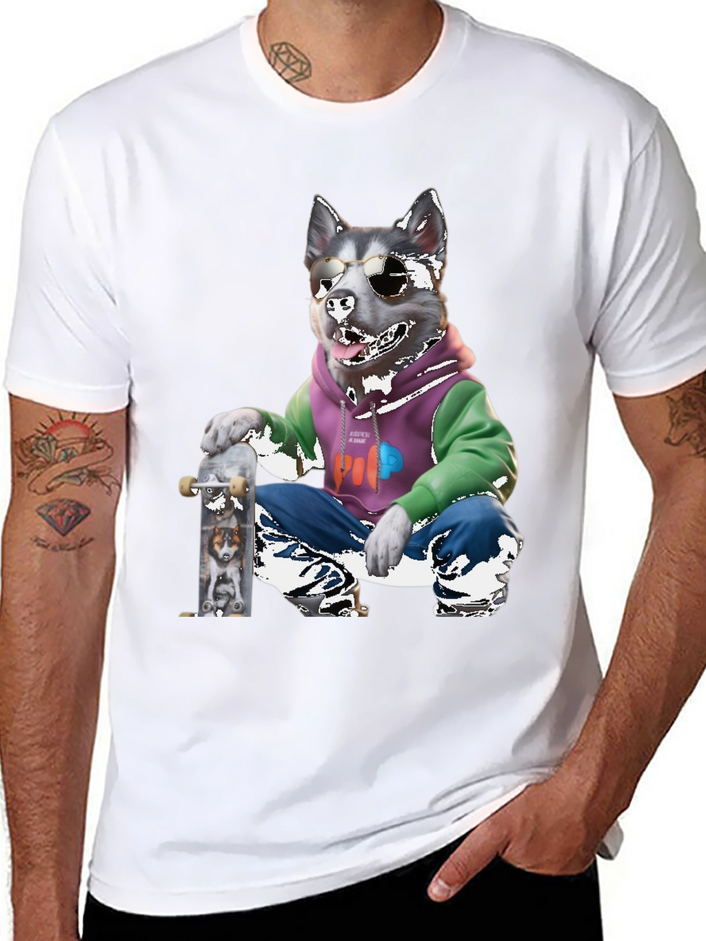 Dog Skateboarder Graphic Tee