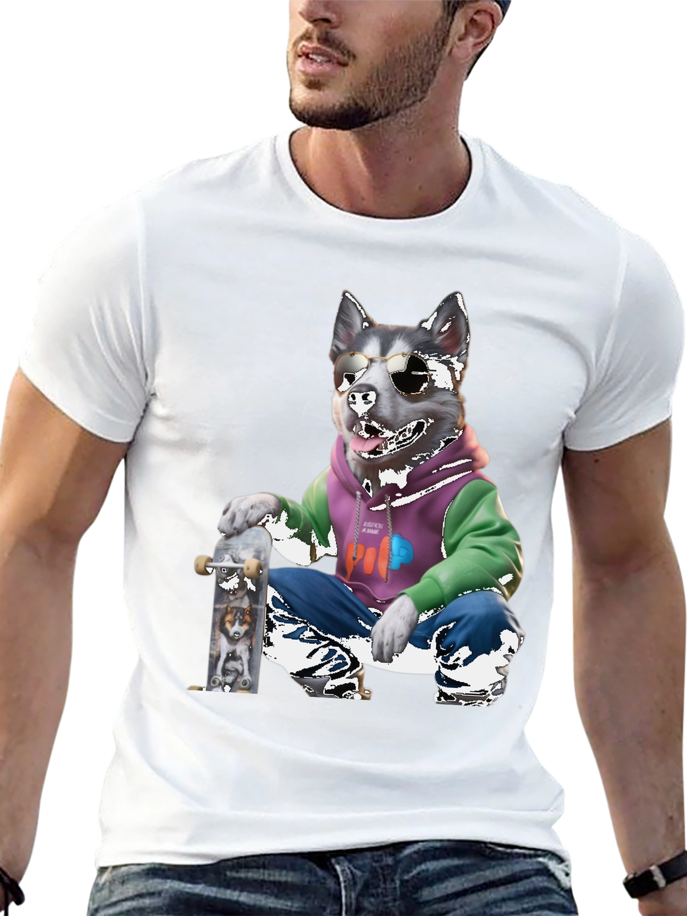 Dog Skateboarder Graphic Tee