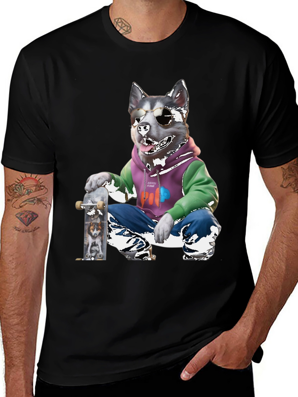Dog Skateboarder Graphic Tee
