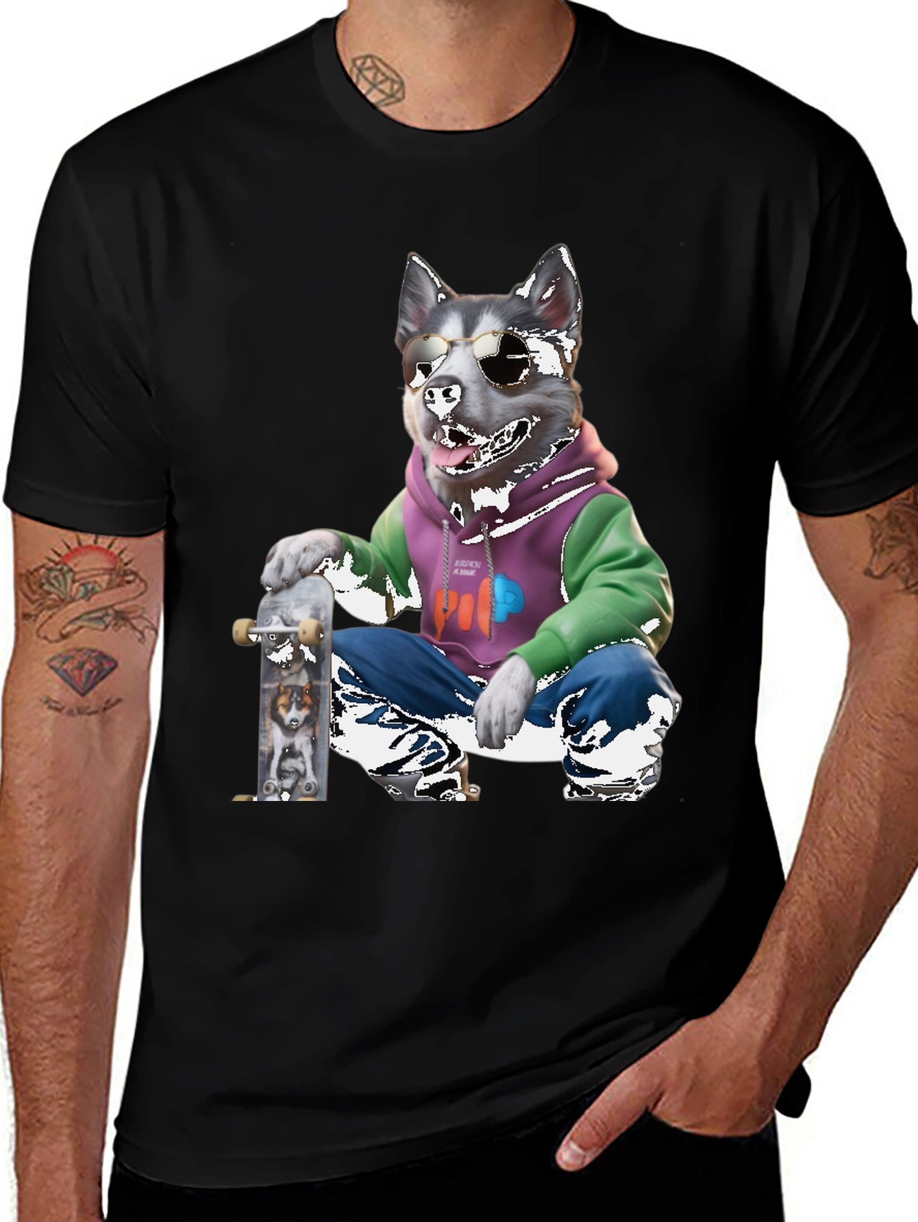 Dog Skateboarder Graphic Tee