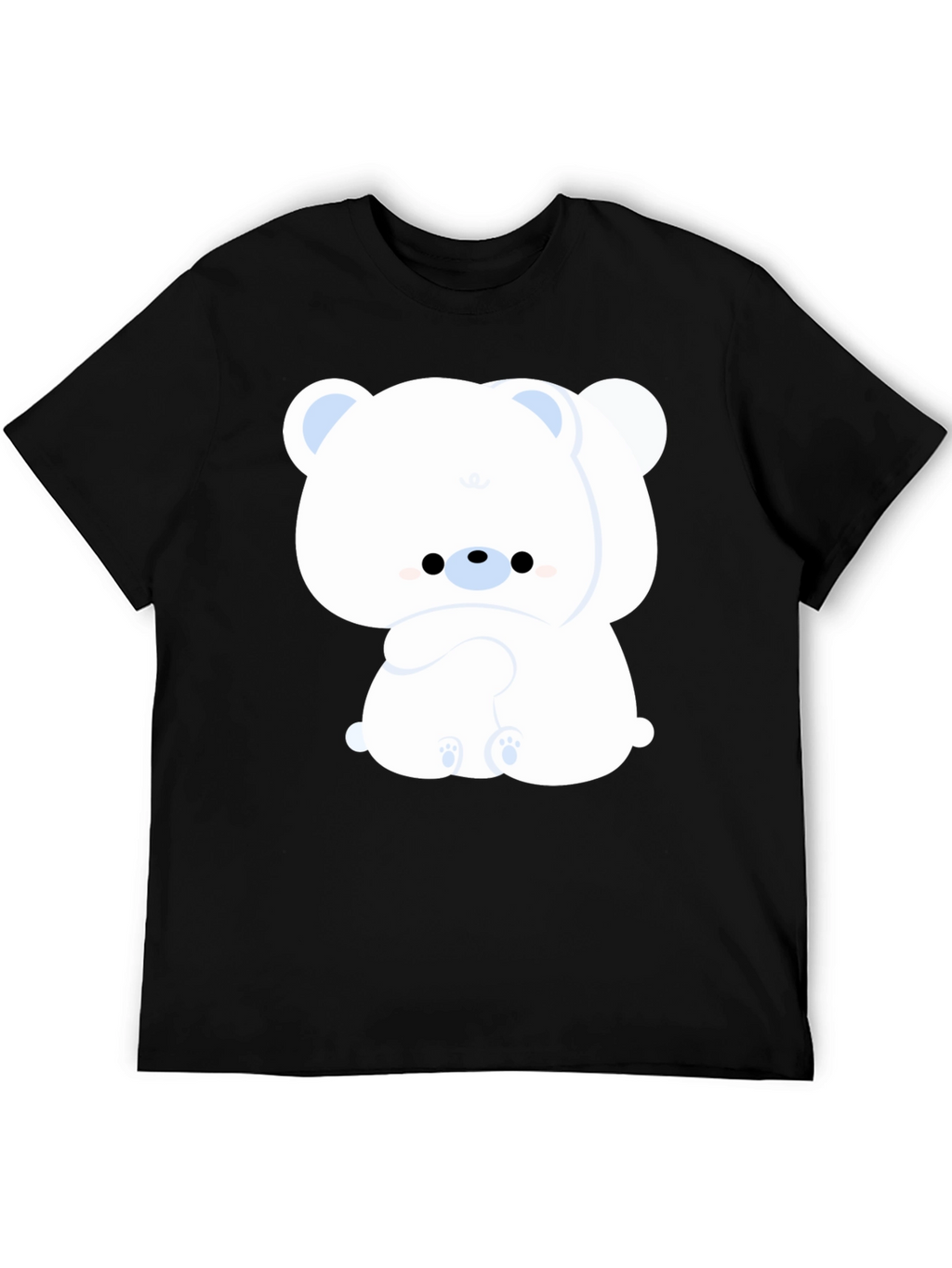 Cute Bear Graphic Tee - Black Cotton Comfort