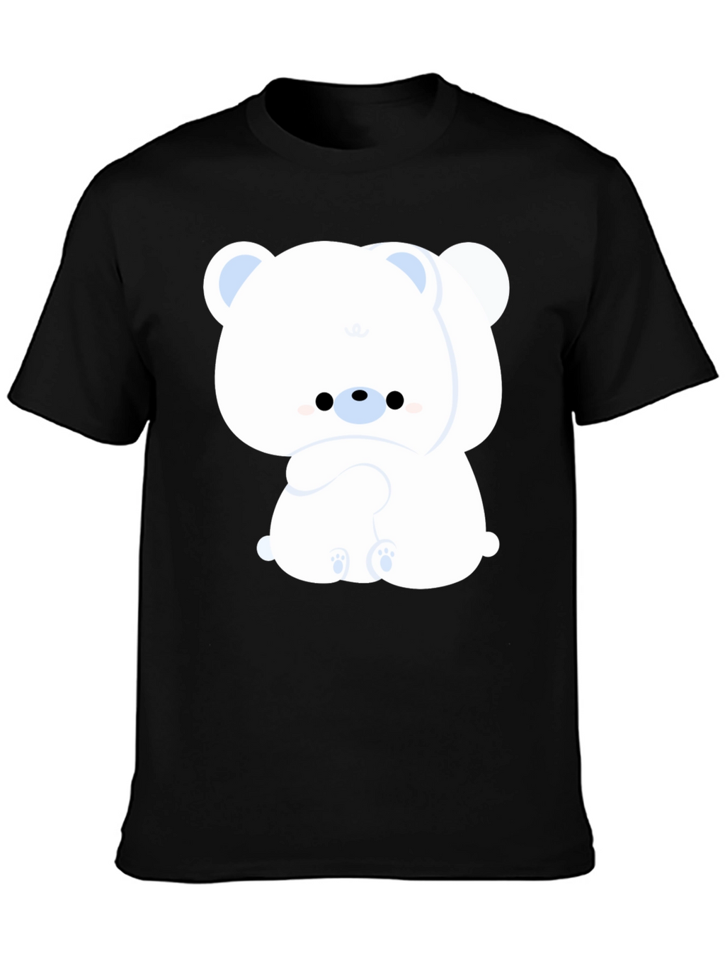 Cute Bear Graphic Tee - Black Cotton Comfort