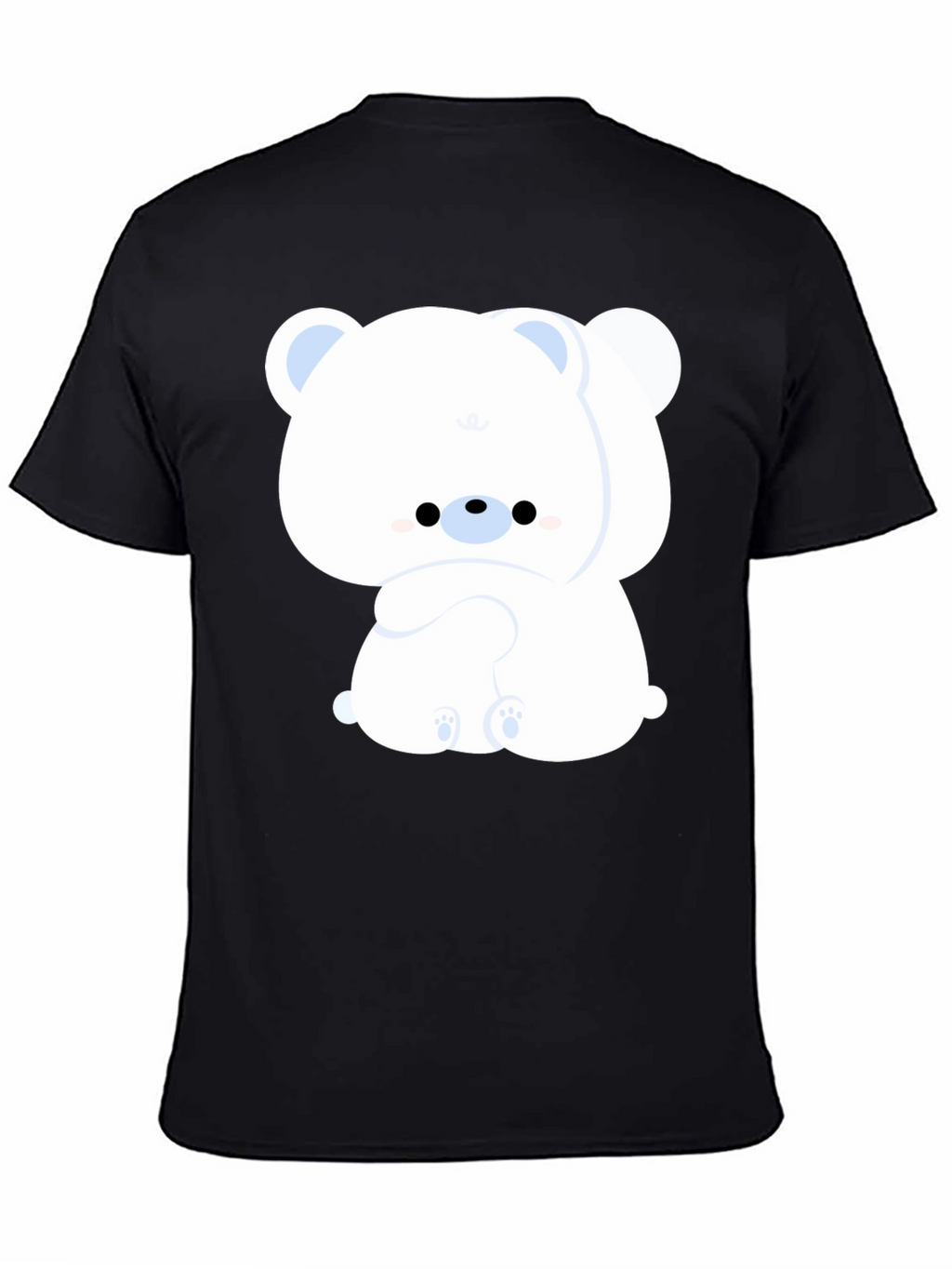 Cute Bear Graphic Tee - Black Cotton Comfort