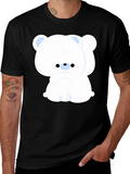 Cute Bear Graphic Tee - Black Cotton Comfort