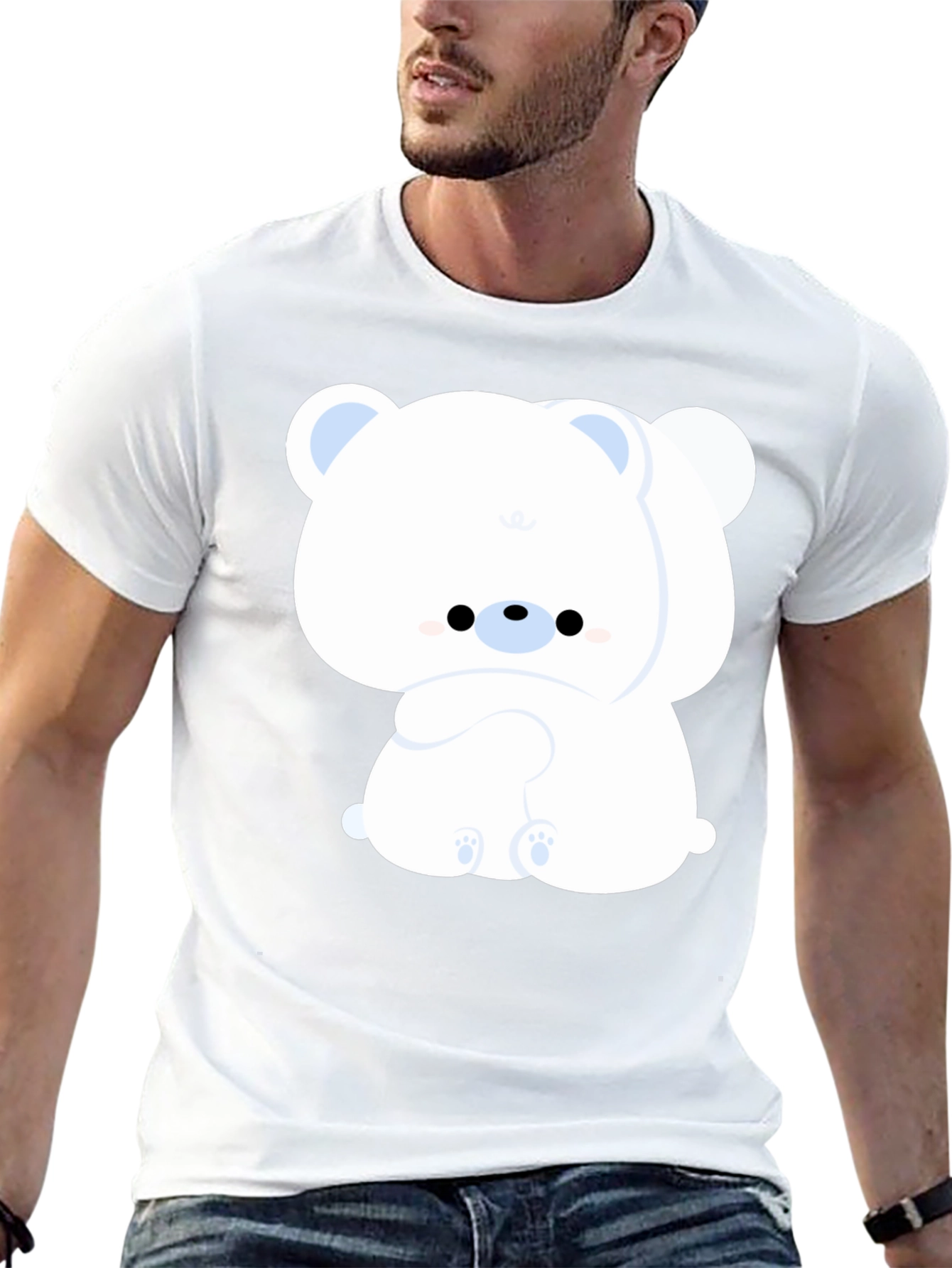 Cute Bear Graphic Tee - Black Cotton Comfort