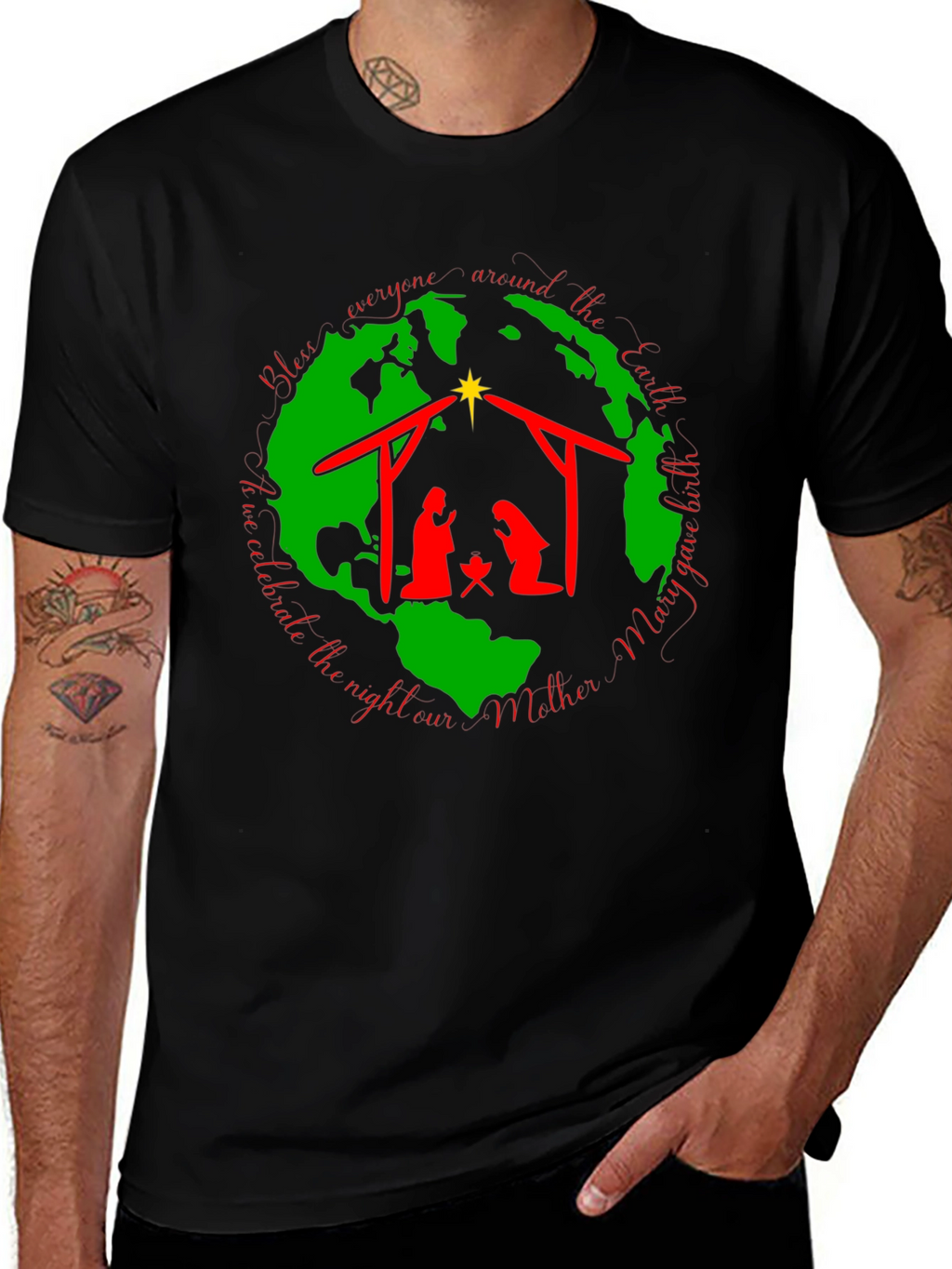 Nativity Scene Black T-Shirt