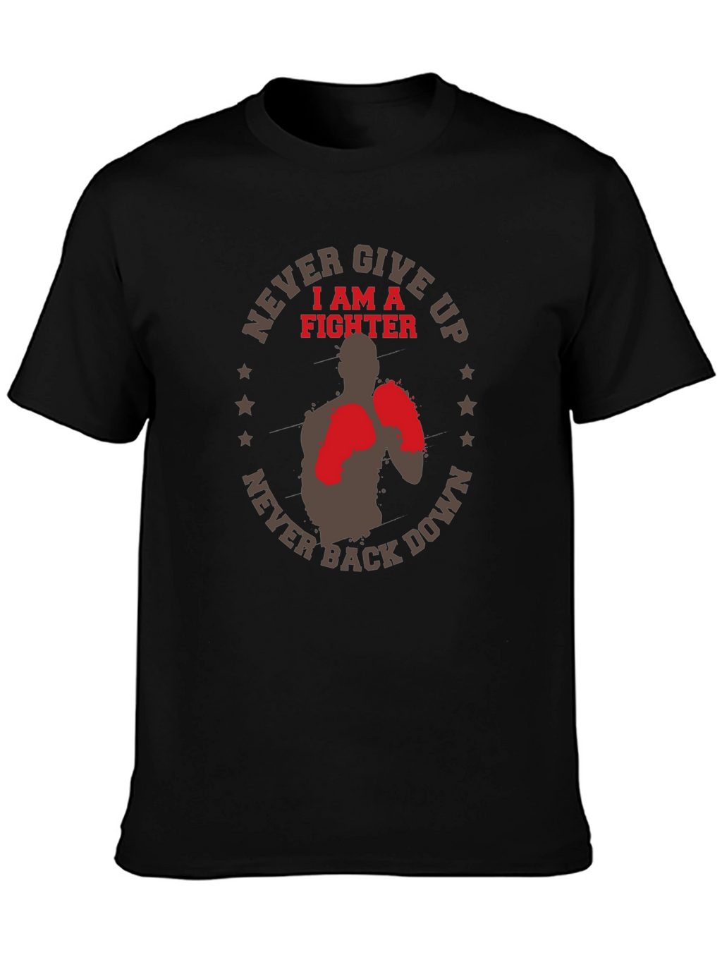 Never Give Up Fighter Graphic T-Shirt