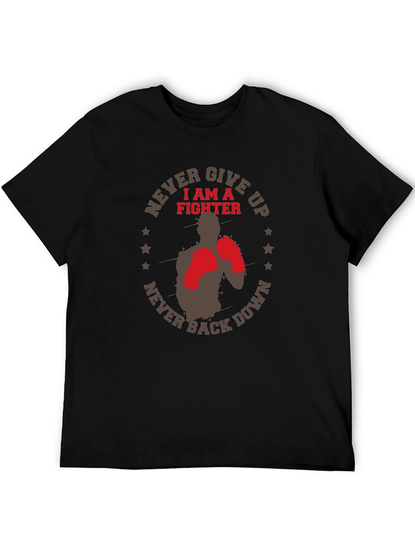 Never Give Up Fighter Graphic T-Shirt