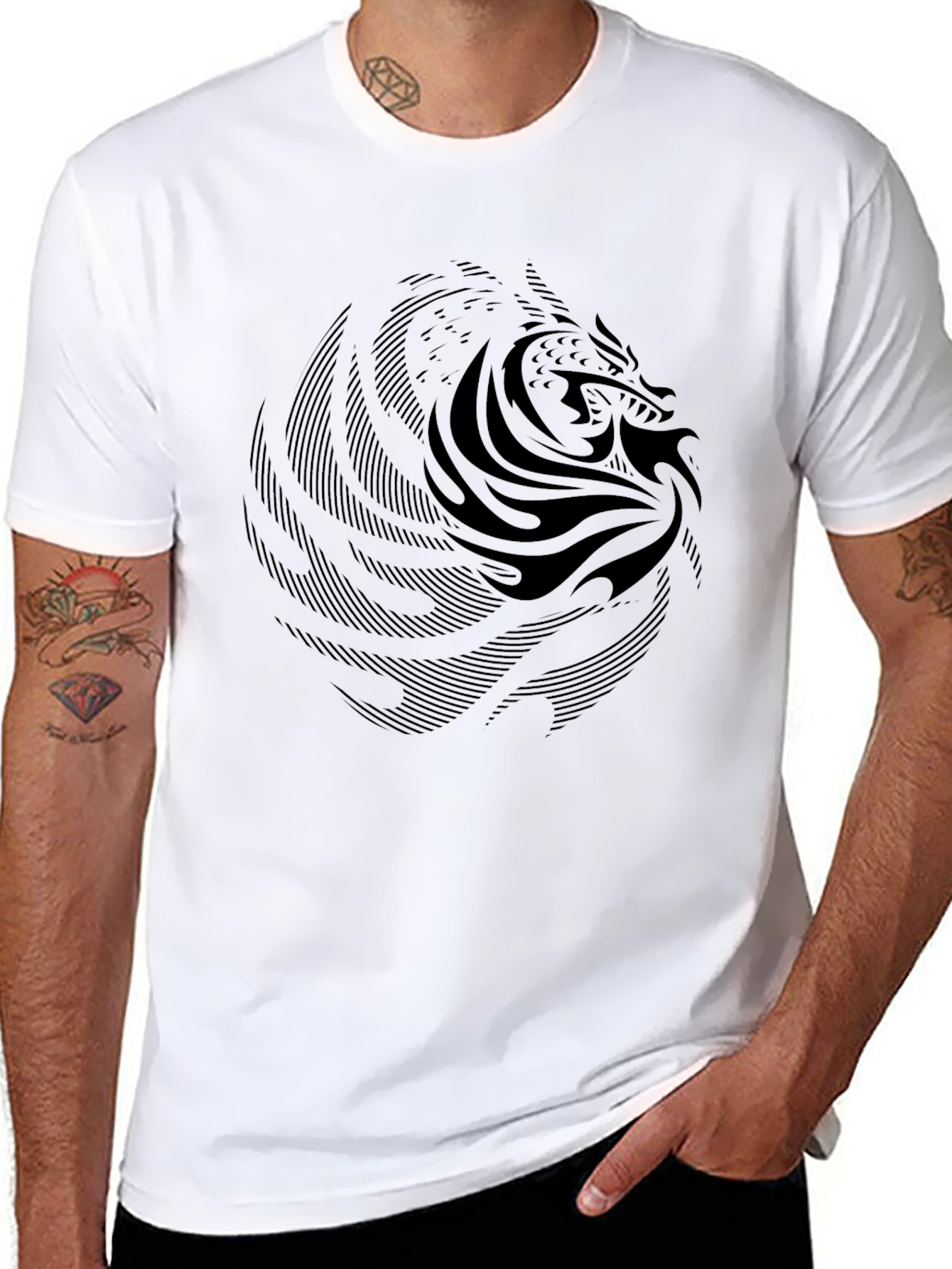 Dragon Graphic Tee - Premium Black Cotton T-Shirt