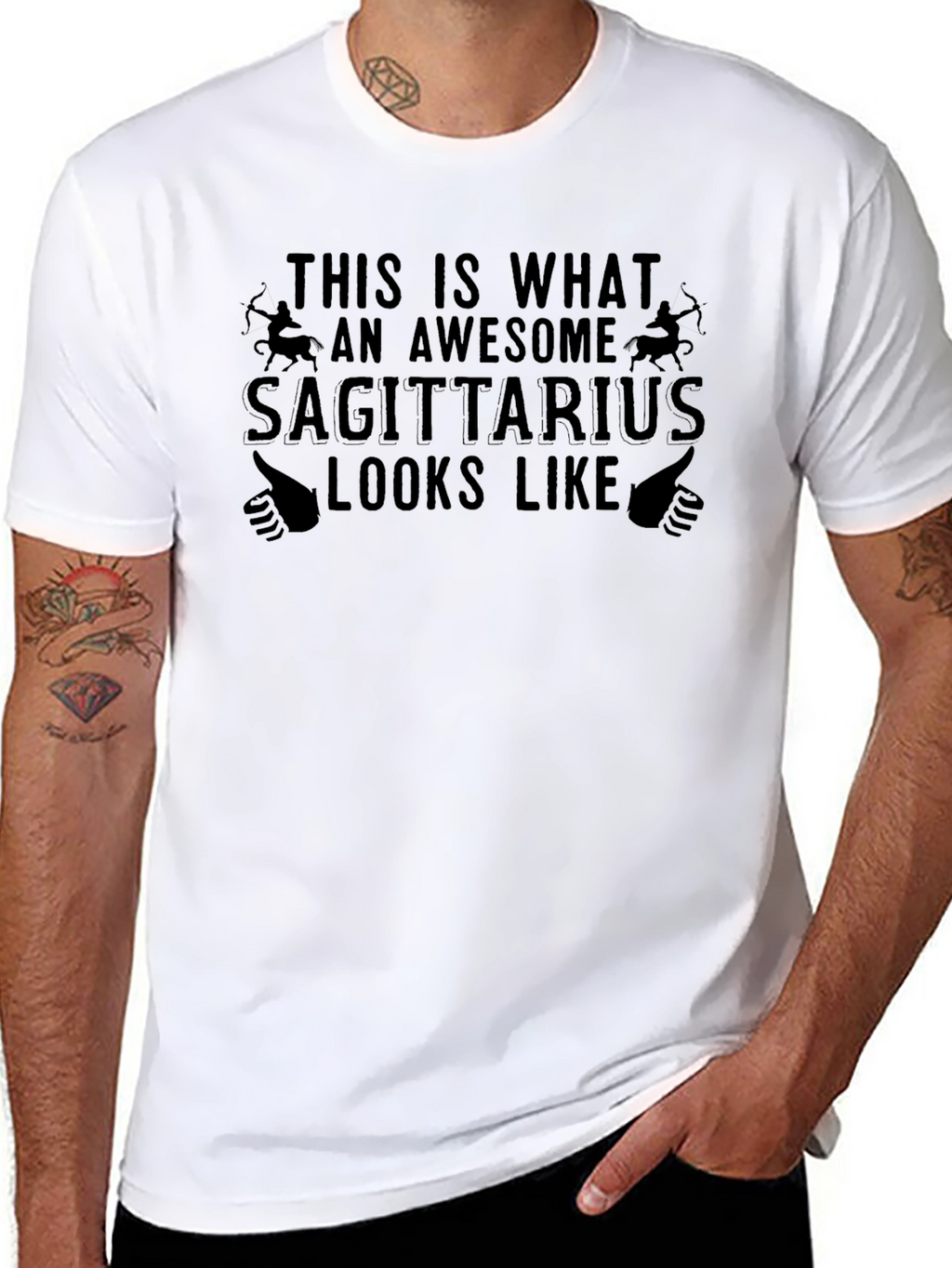 Awesome Sagittarius Graphic Tee - Black Cotton Shirt
