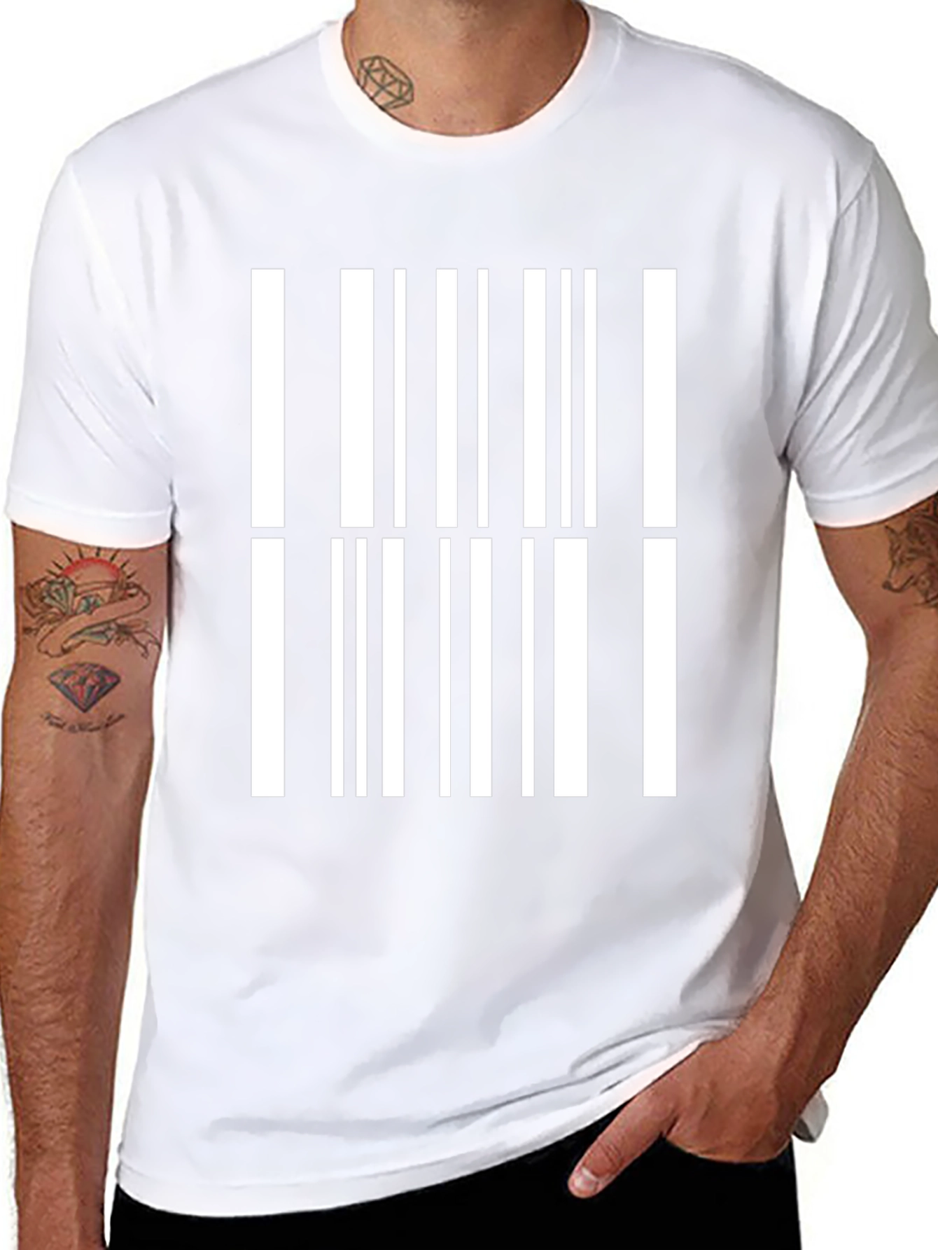 Barcode Print Black T-Shirt