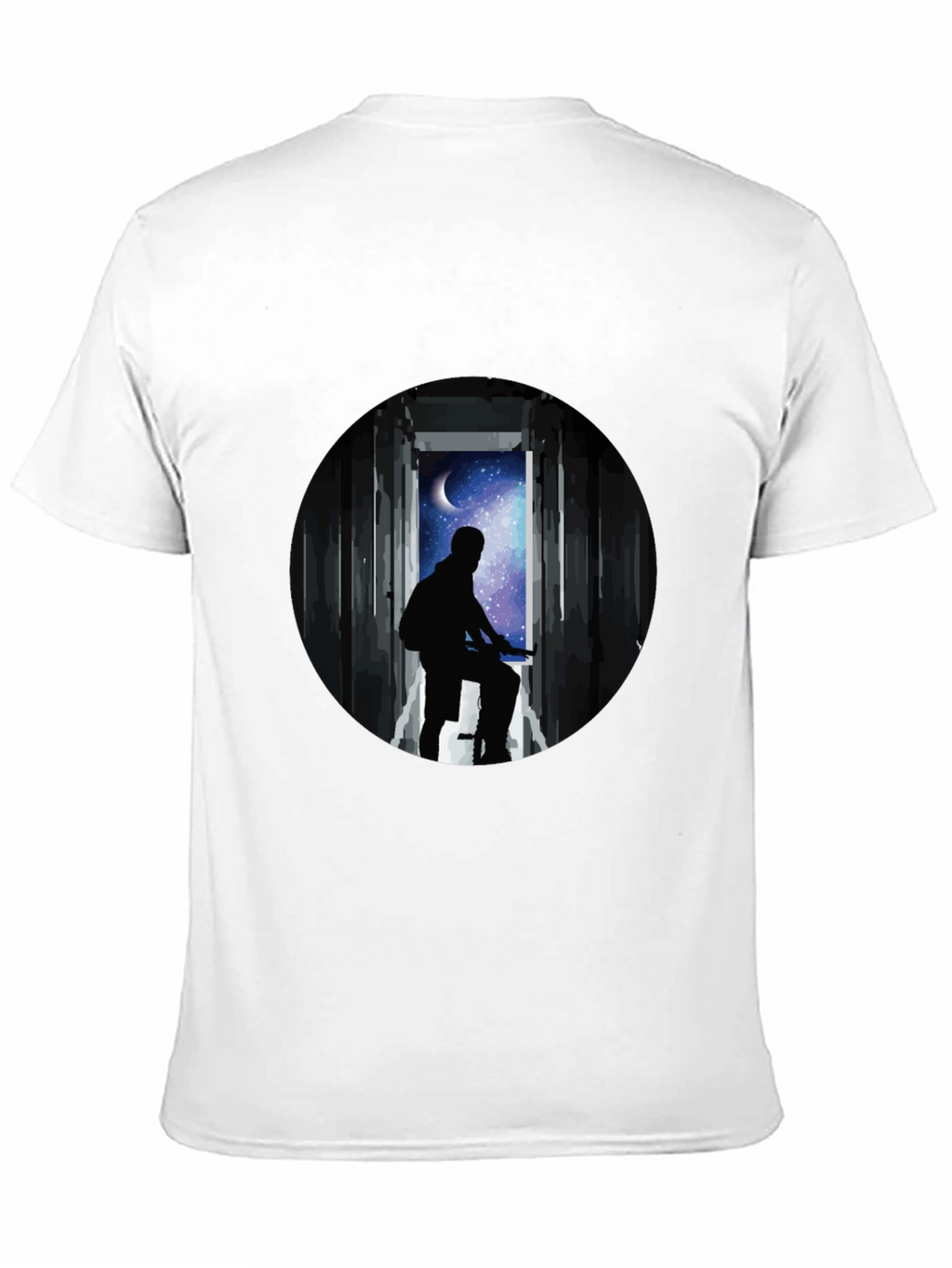 Silhouette Moon Biker Black T-Shirt