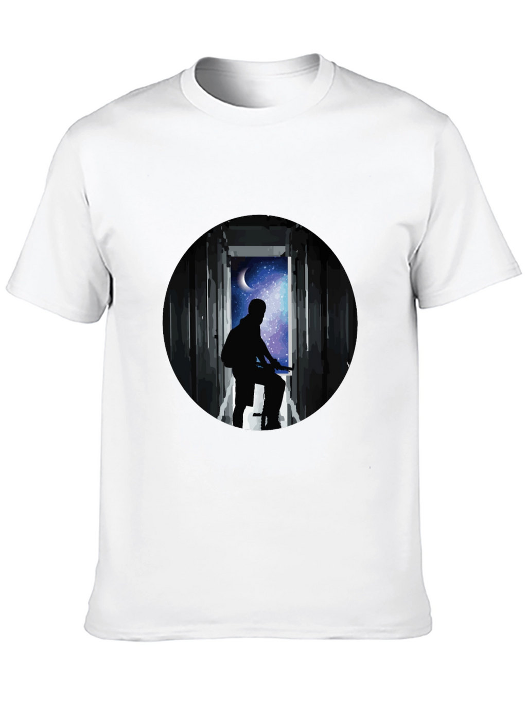 Silhouette Moon Biker Black T-Shirt