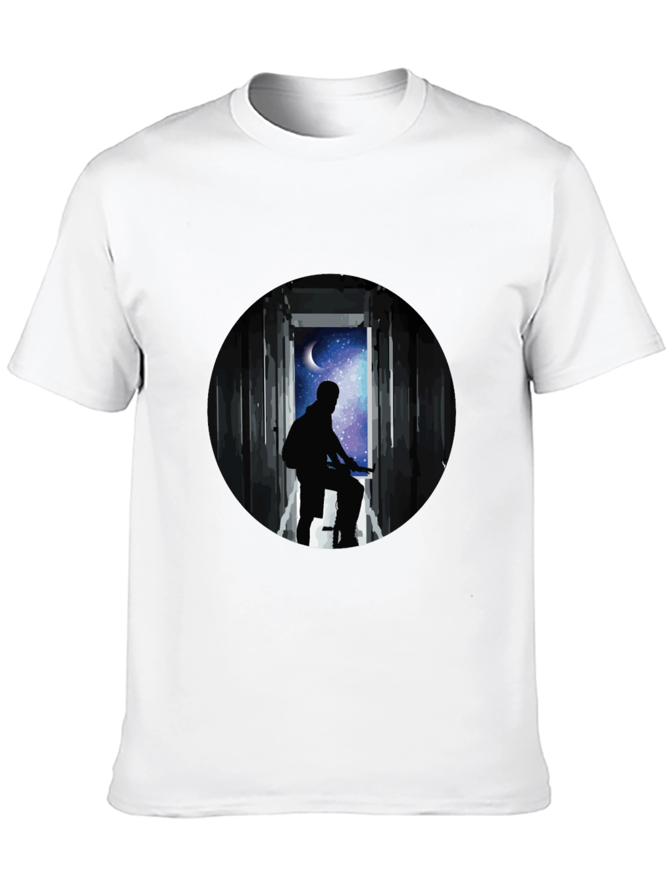 Silhouette Moon Biker Black T-Shirt