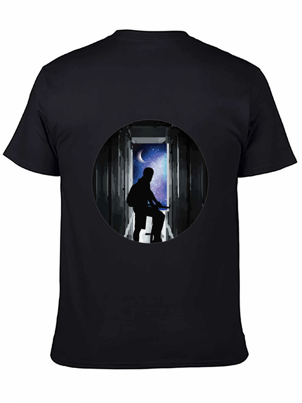 Silhouette Moon Biker Black T-Shirt