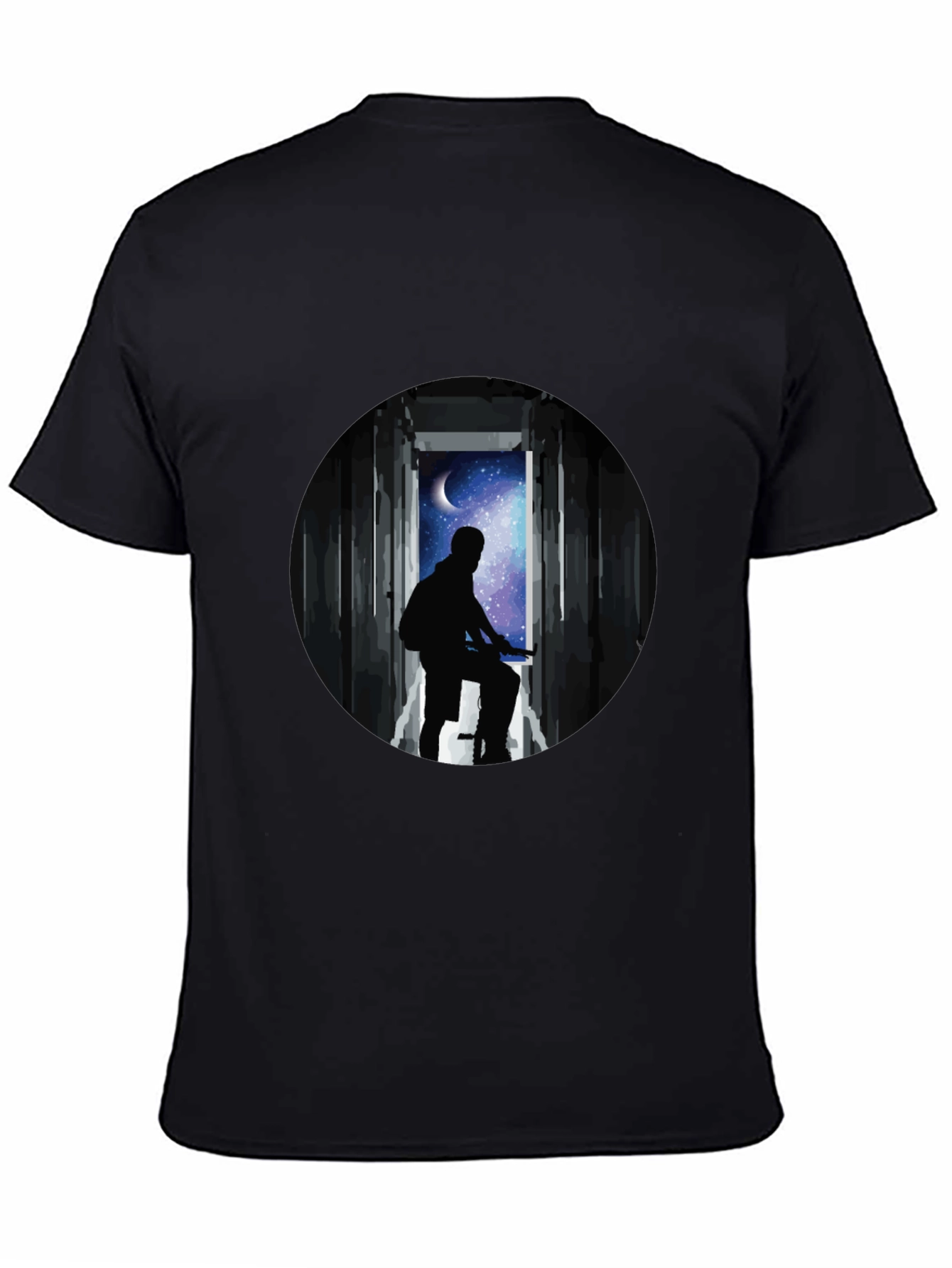 Silhouette Moon Biker Black T-Shirt