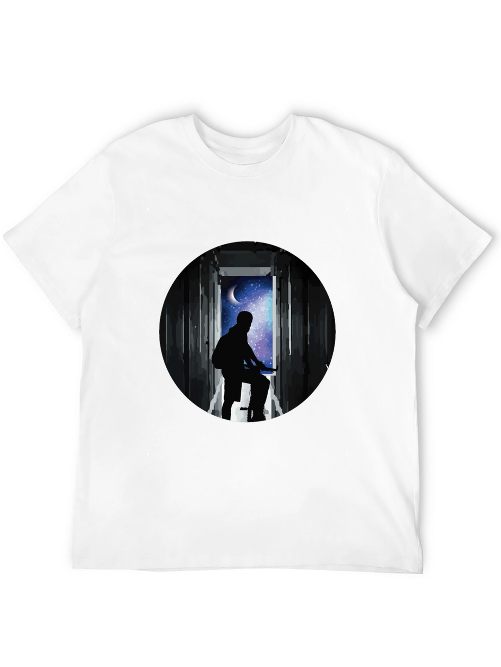 Silhouette Moon Biker Black T-Shirt