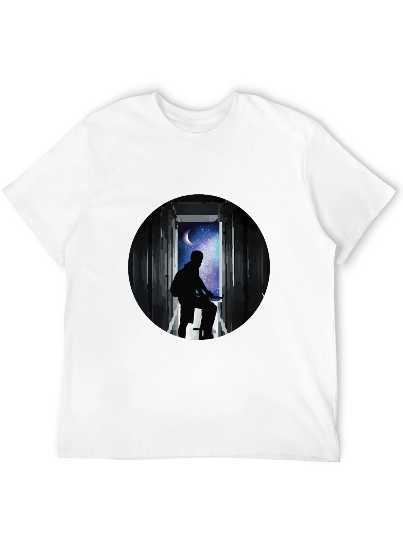 Silhouette Moon Biker Black T-Shirt