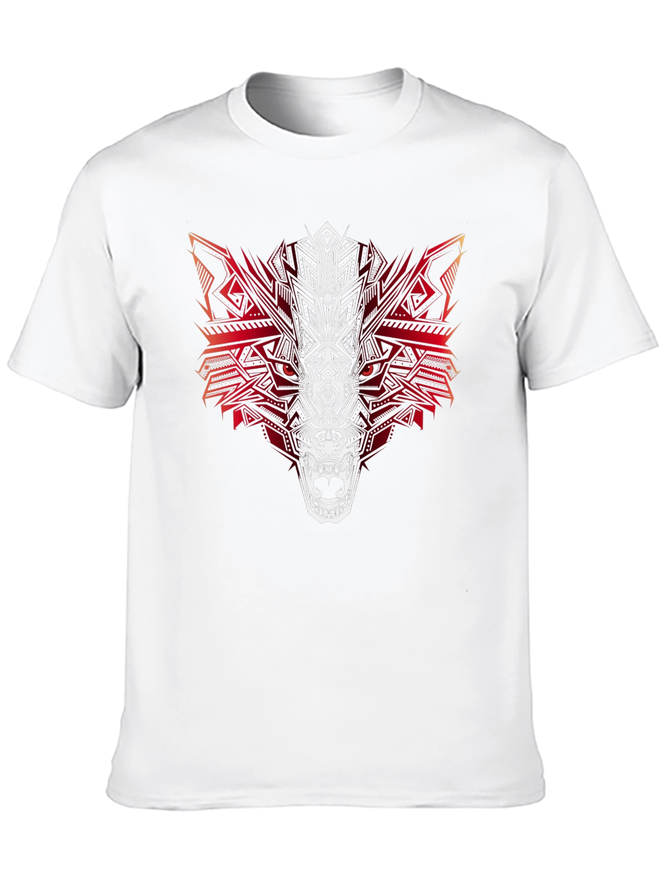 Tribal Wolf Graphic Tee - Mens Black T-Shirt