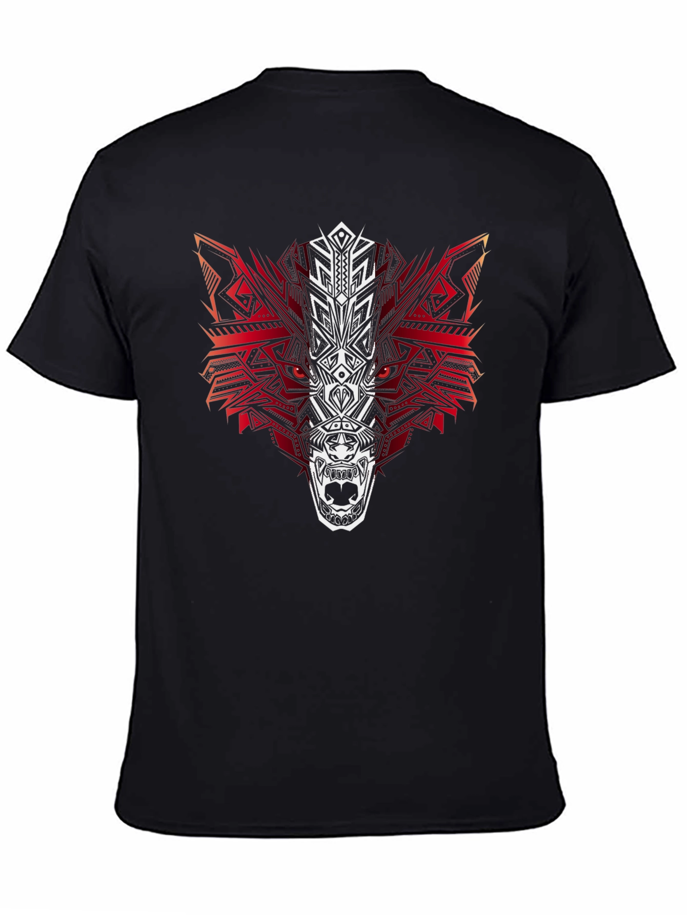 Tribal Wolf Graphic Tee - Mens Black T-Shirt