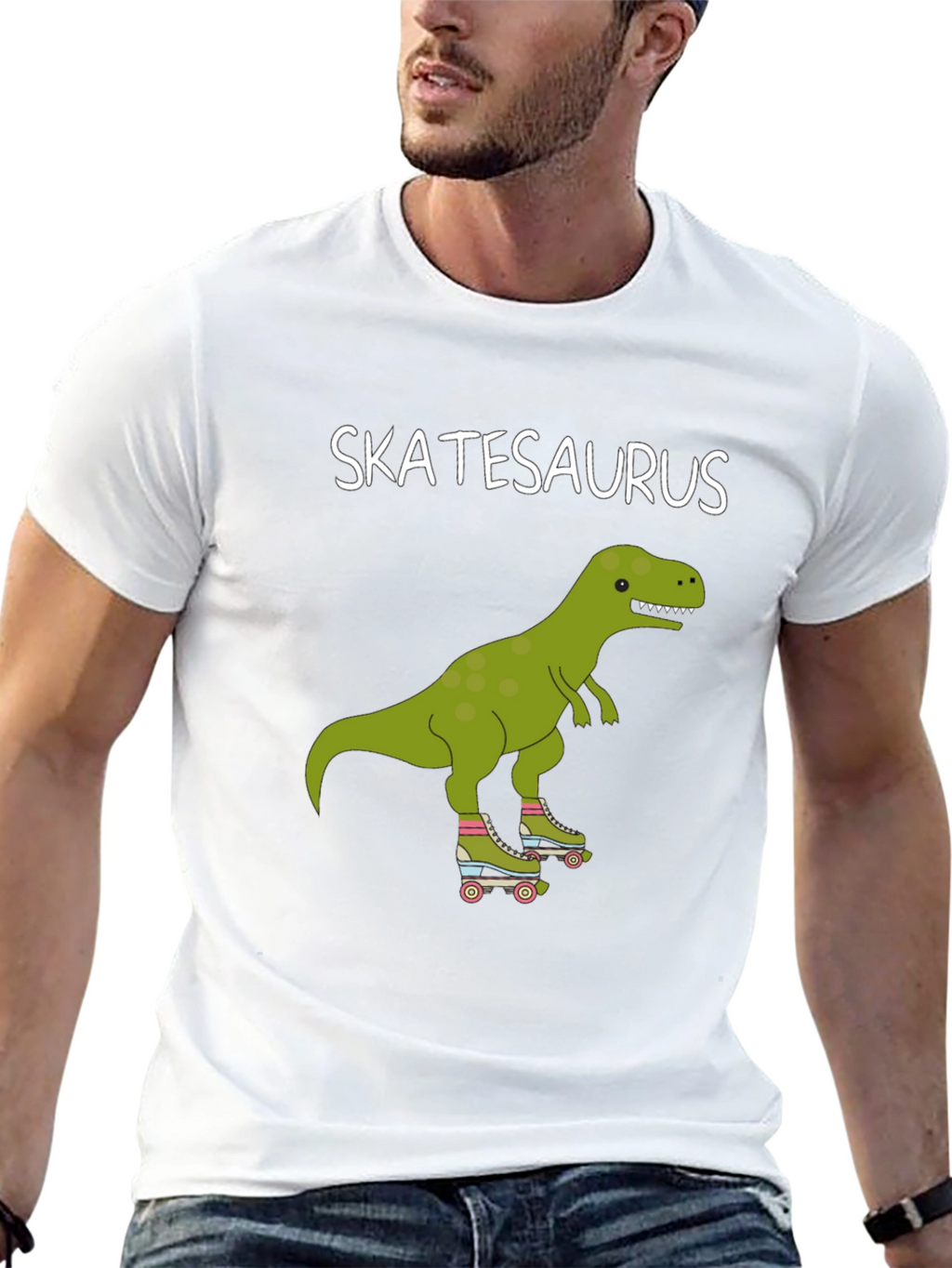 Skatesaurus T-Shirt - Dinosaur Roller Skating Tee