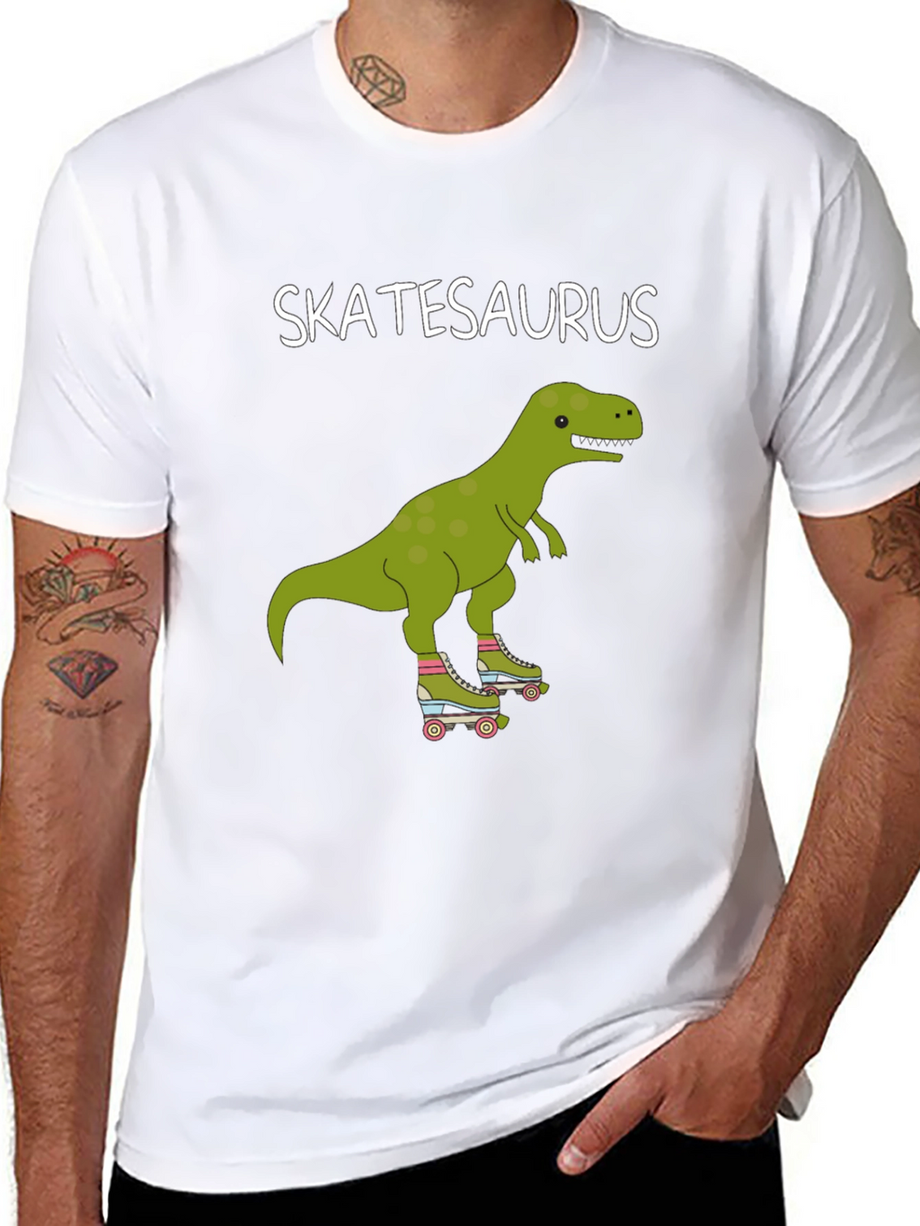 Skatesaurus T-Shirt - Dinosaur Roller Skating Tee