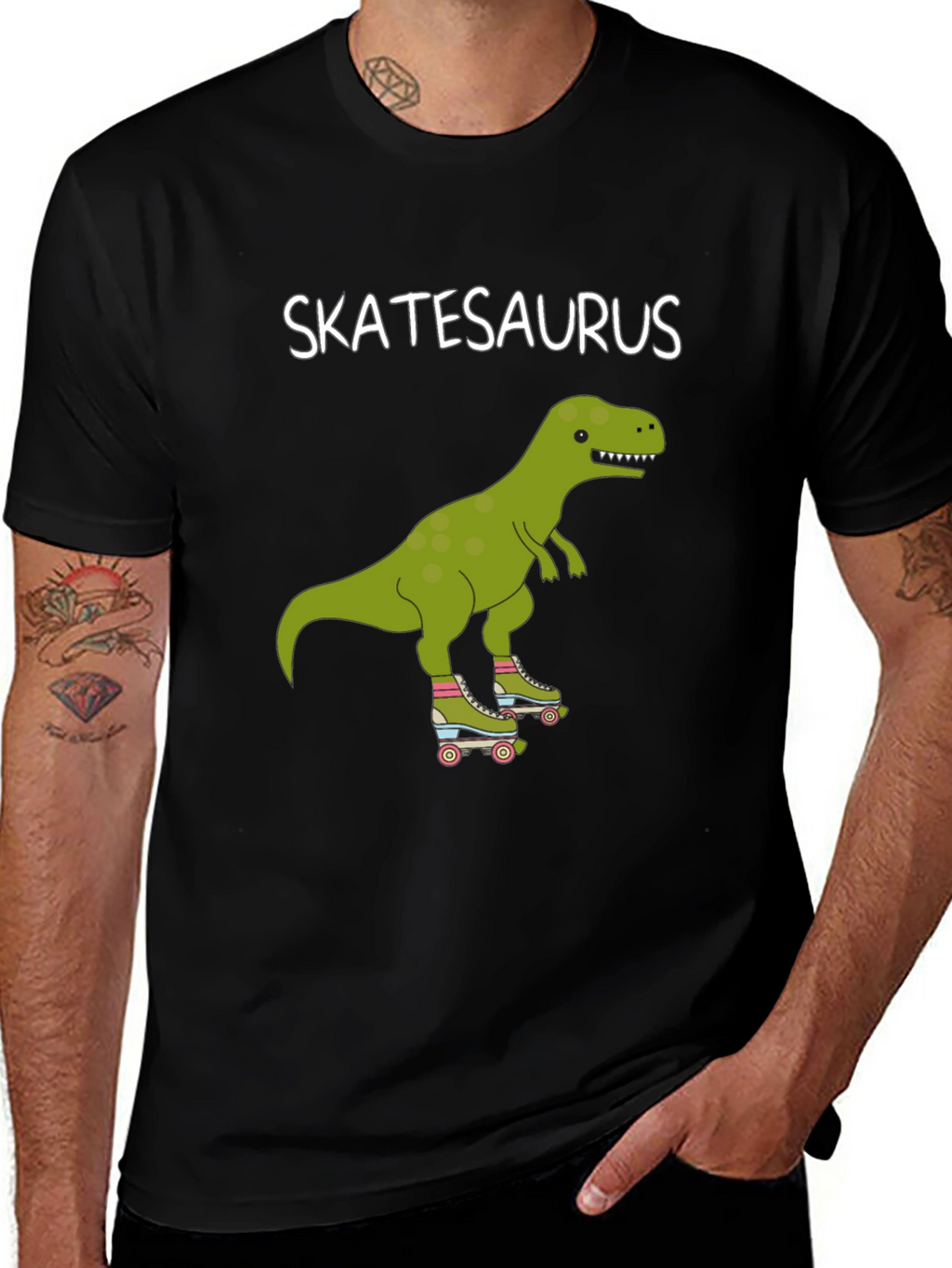 Skatesaurus T-Shirt - Dinosaur Roller Skating Tee