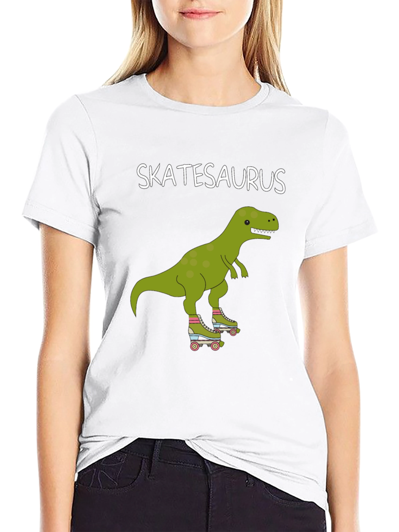 Skatesaurus T-Shirt - Dinosaur Roller Skating Tee