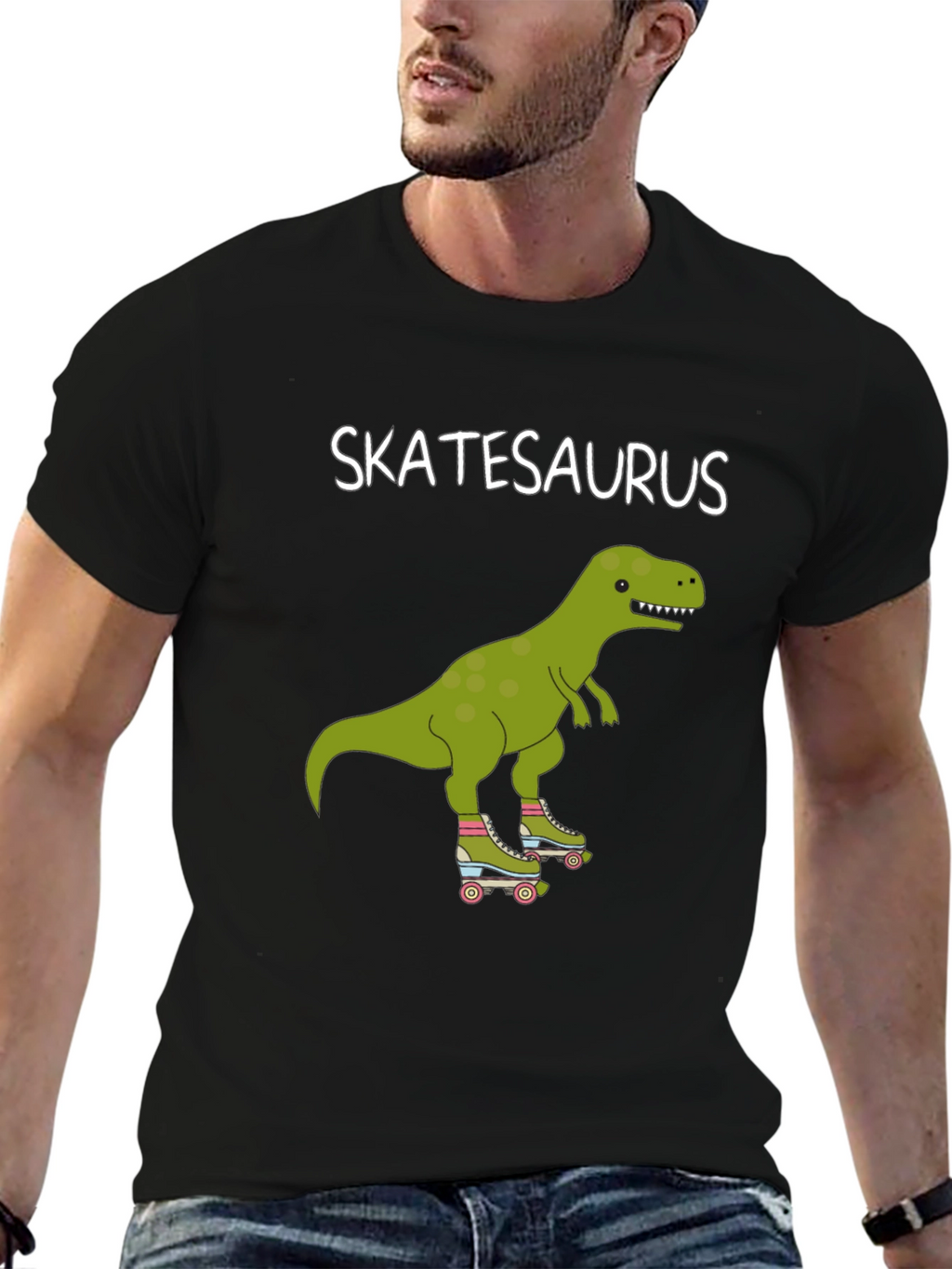 Skatesaurus T-Shirt - Dinosaur Roller Skating Tee