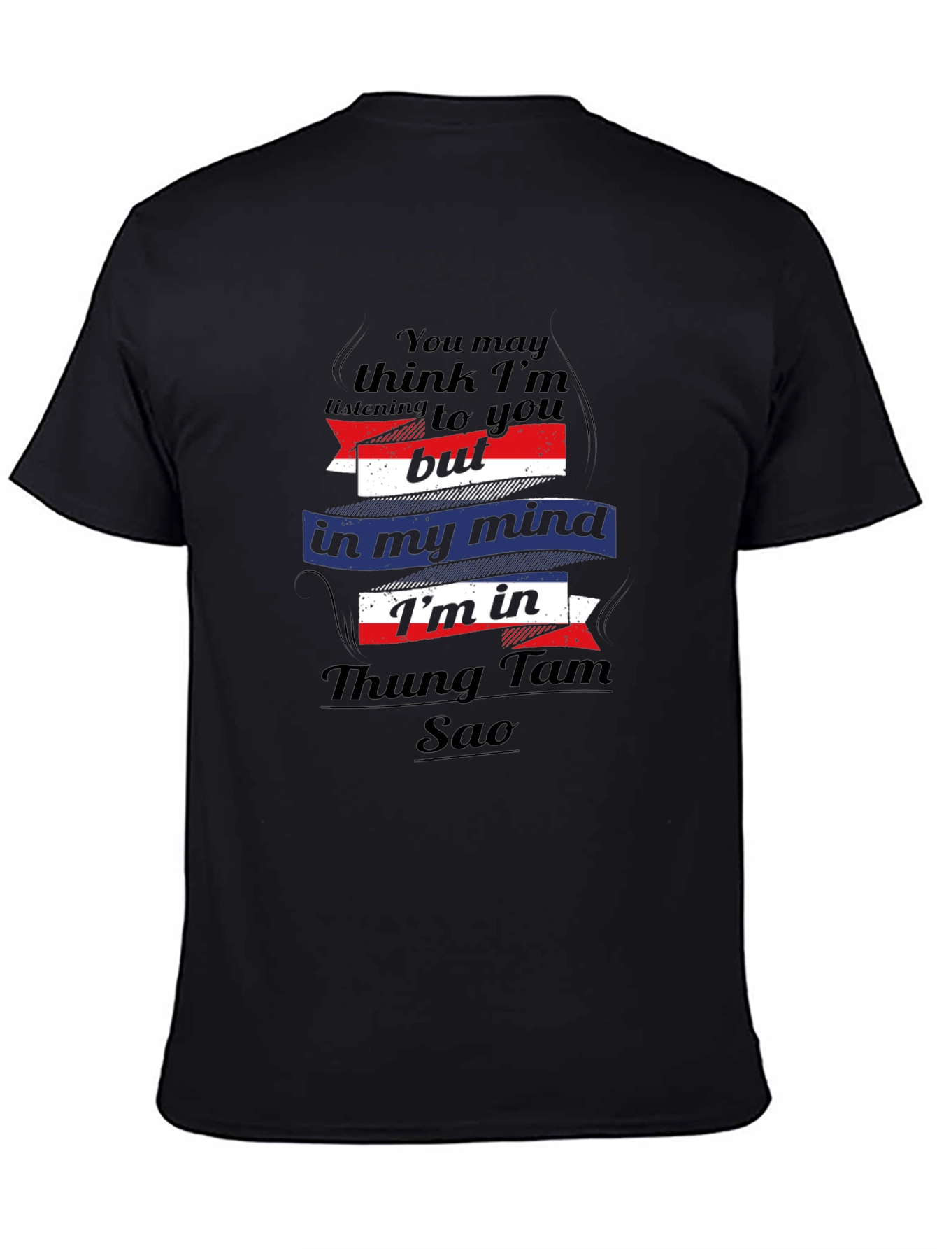 Funny Thung Tam Sao Mind T-Shirt - Black Cotton Tee