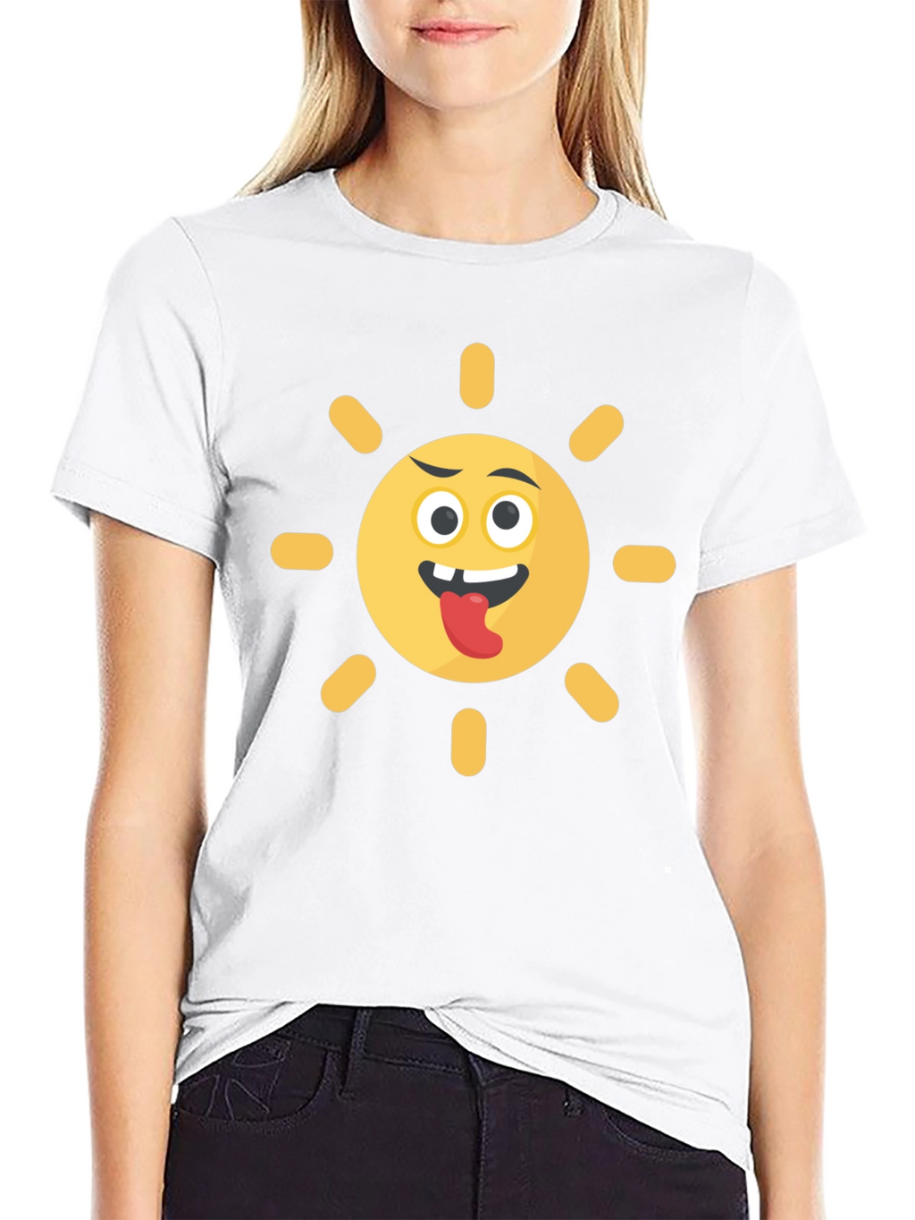 Funny Sun Emoji Black T-Shirt