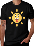 Funny Sun Emoji Black T-Shirt