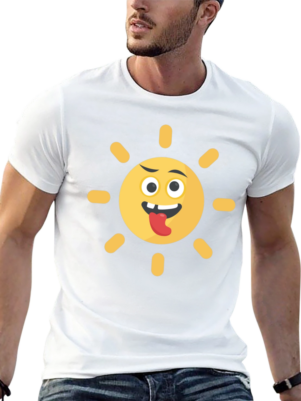 Funny Sun Emoji Black T-Shirt