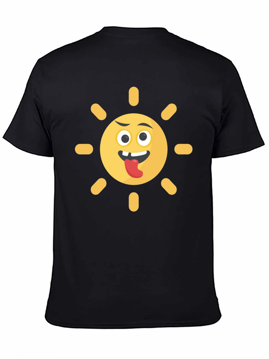 Funny Sun Emoji Black T-Shirt