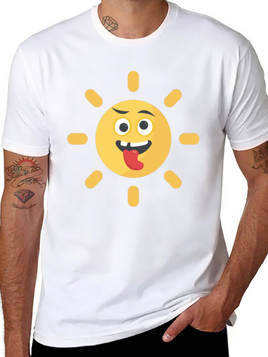 Funny Sun Emoji Black T-Shirt