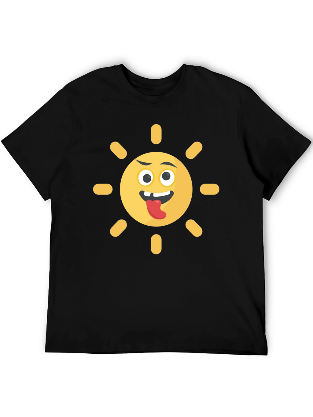 Funny Sun Emoji Black T-Shirt