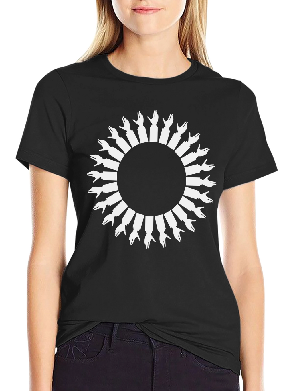 Hand Circle Graphic Tee - Unique Design