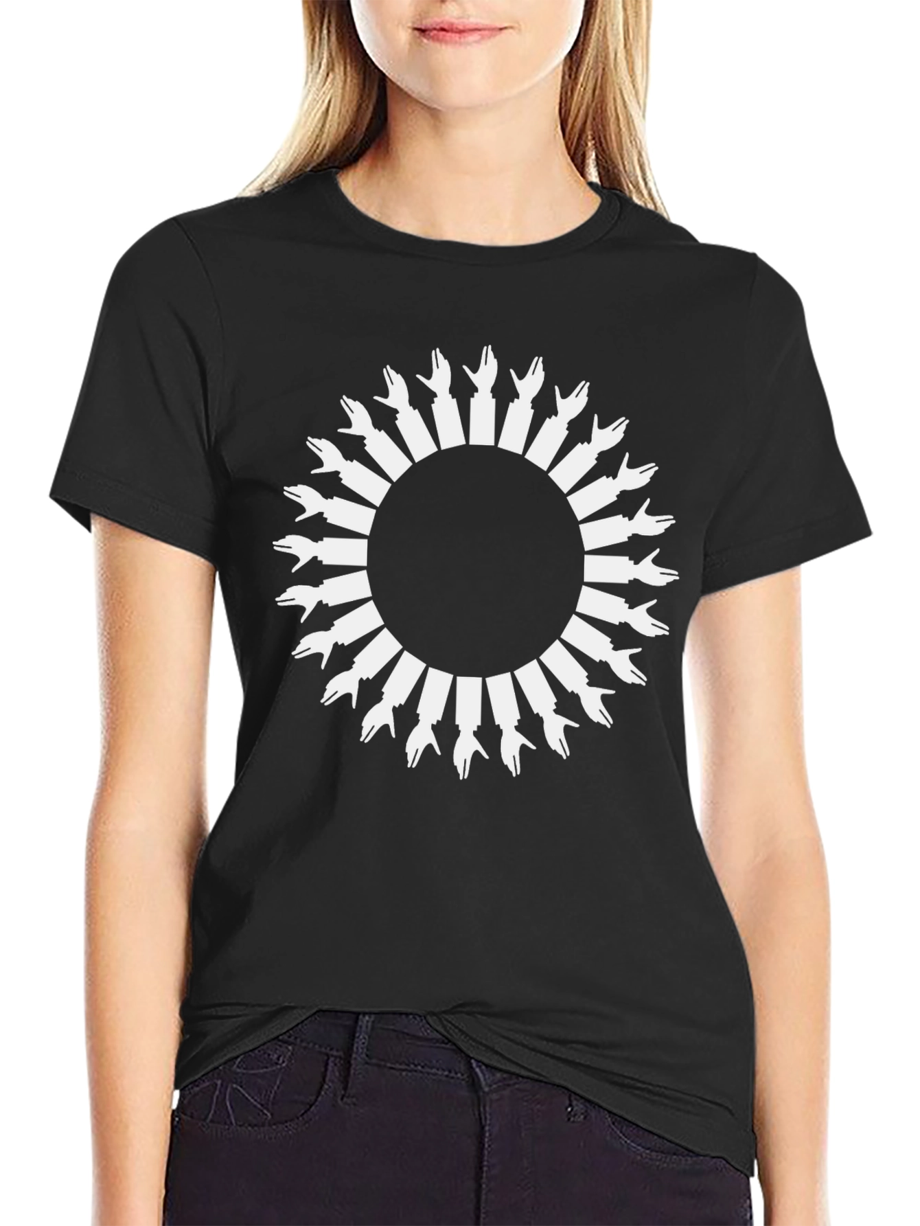 Hand Circle Graphic Tee - Unique Design
