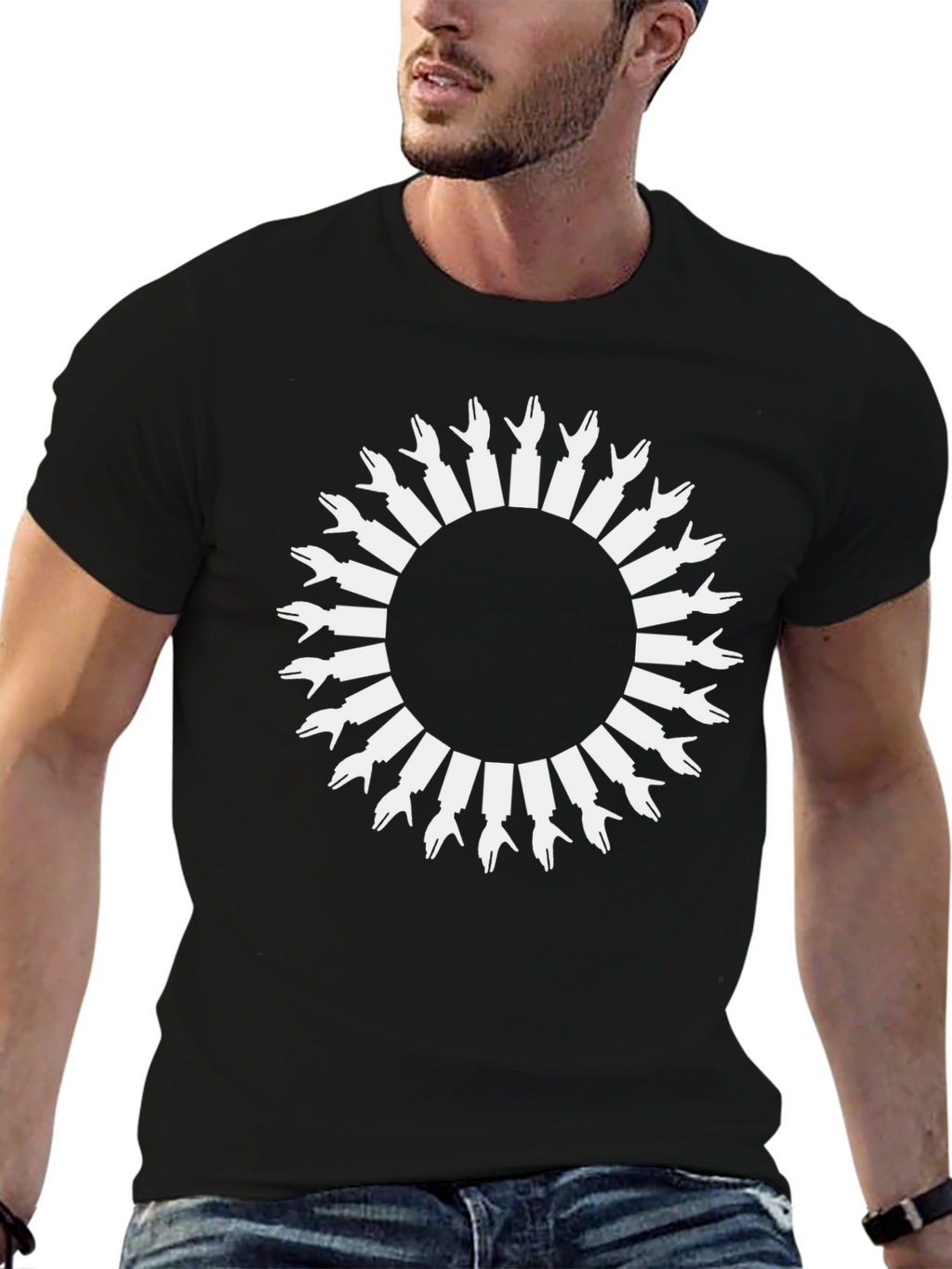 Hand Circle Graphic Tee - Unique Design