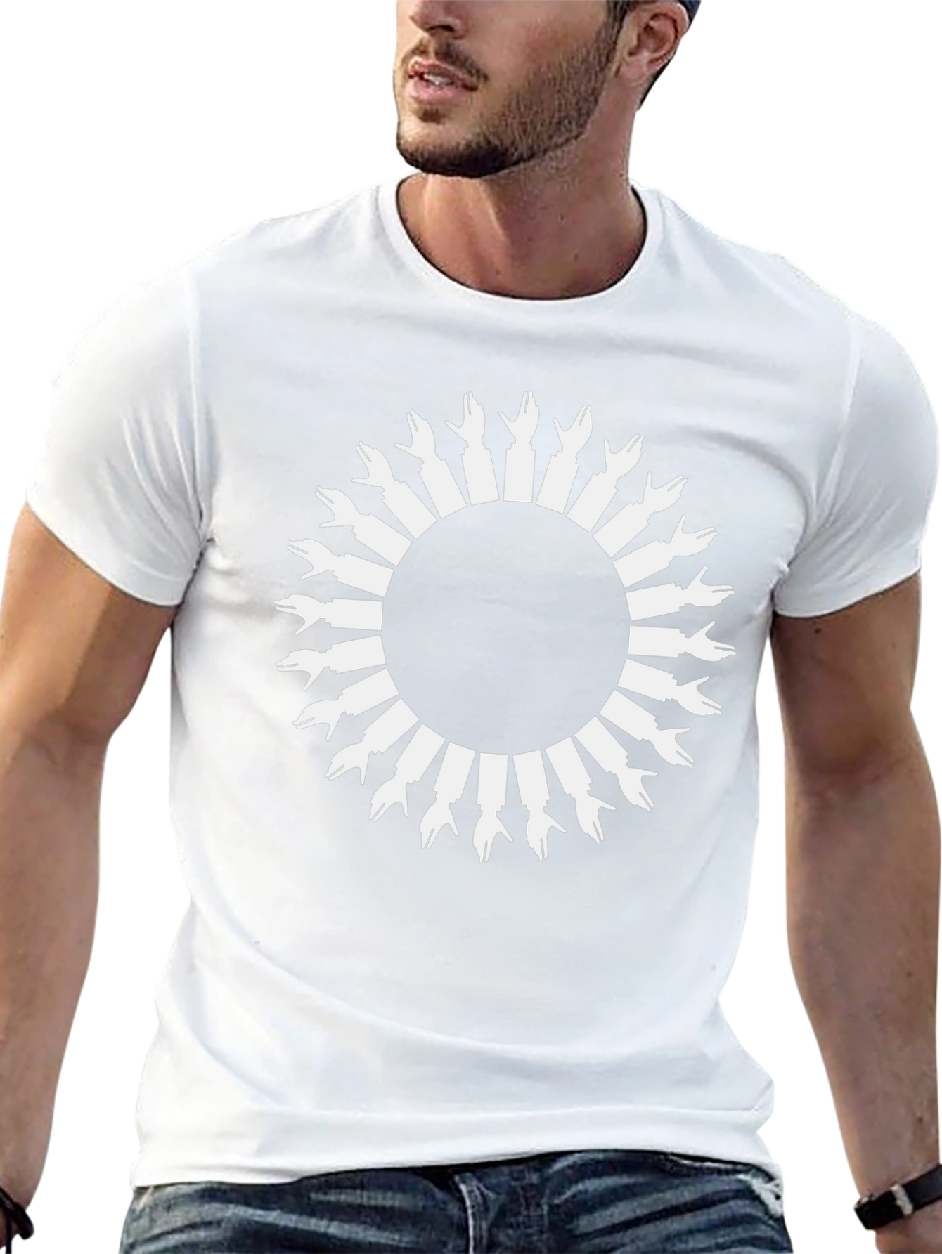 Hand Circle Graphic Tee - Unique Design