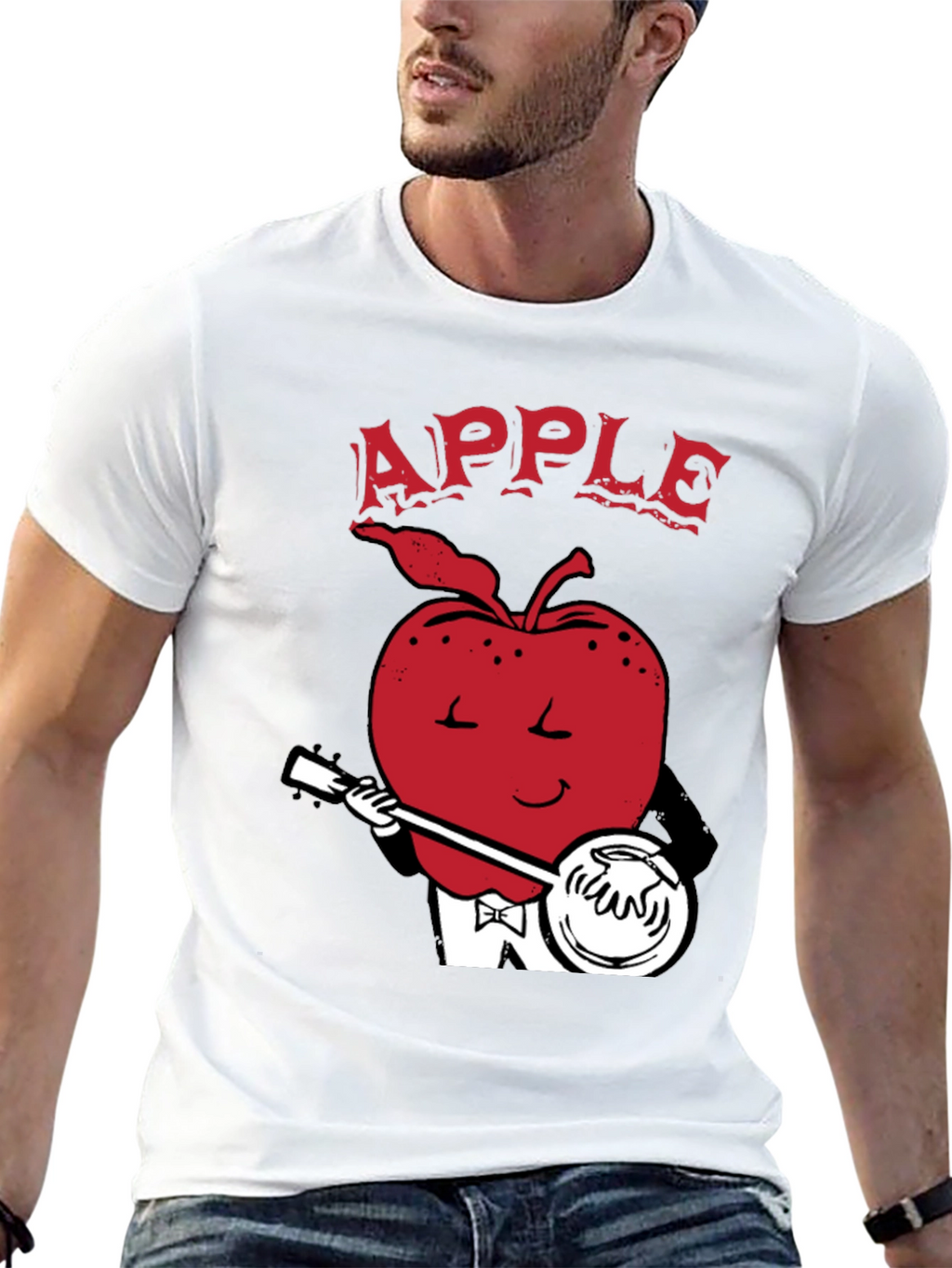 Apple Playing Banjo Graphic Tee - Black