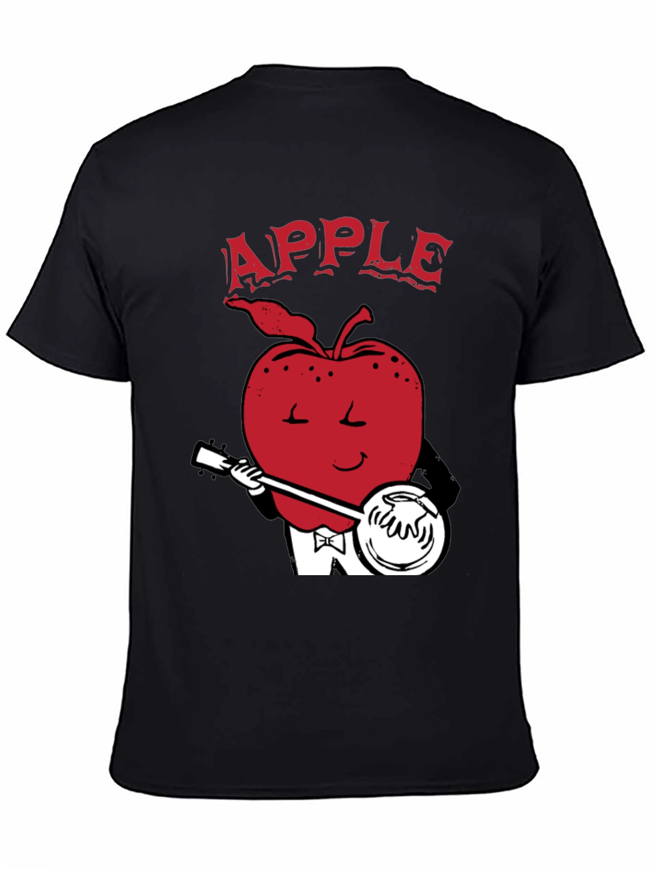 Apple Playing Banjo Graphic Tee - Black