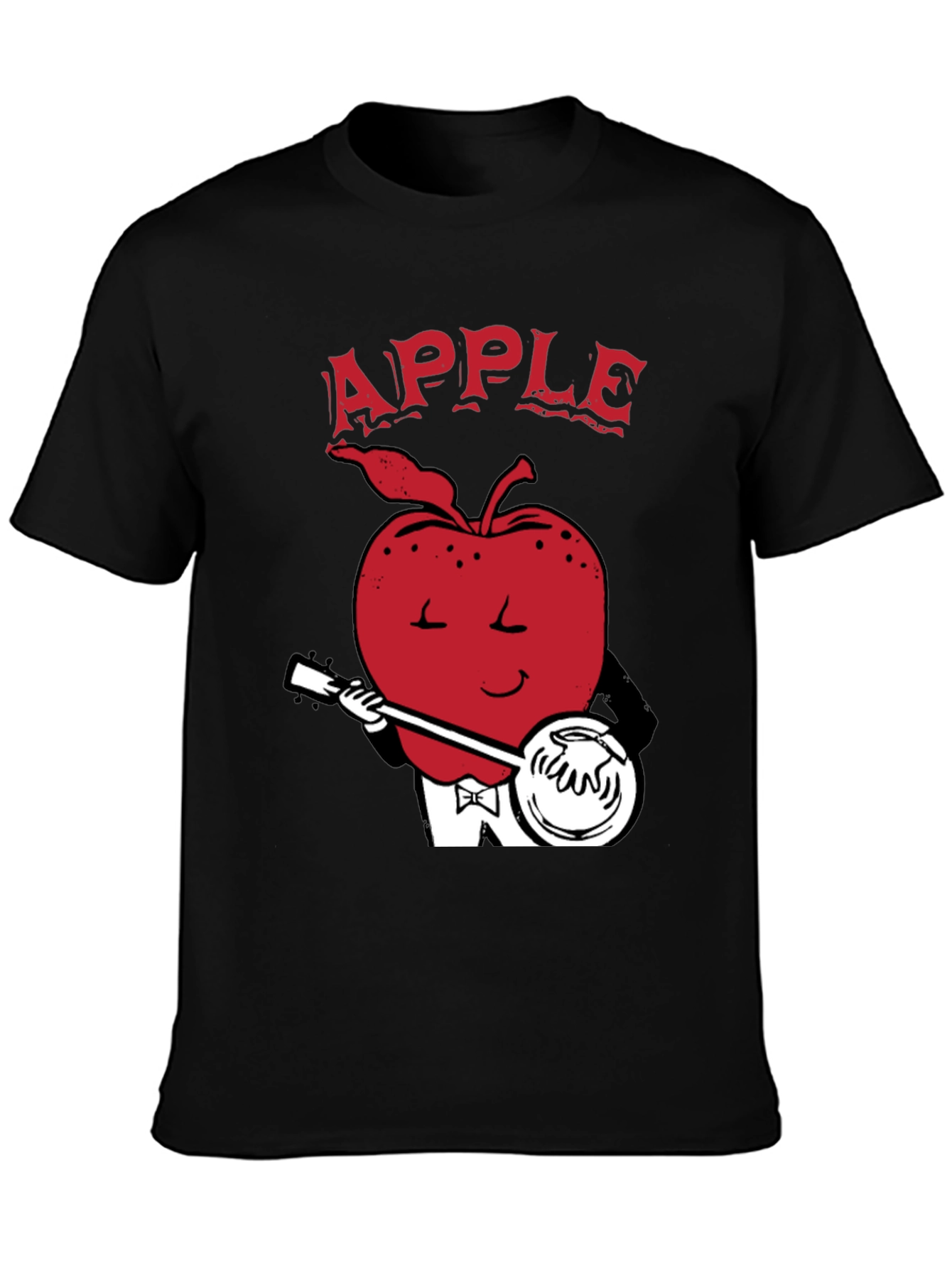 Apple Playing Banjo Graphic Tee - Black