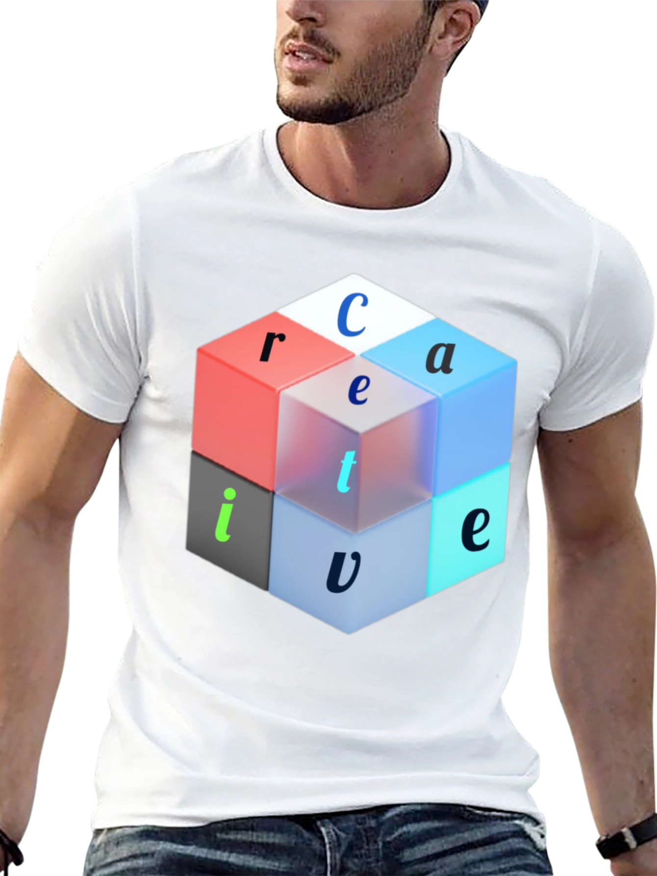 Creative Cube Graphic Tee - Modern Design