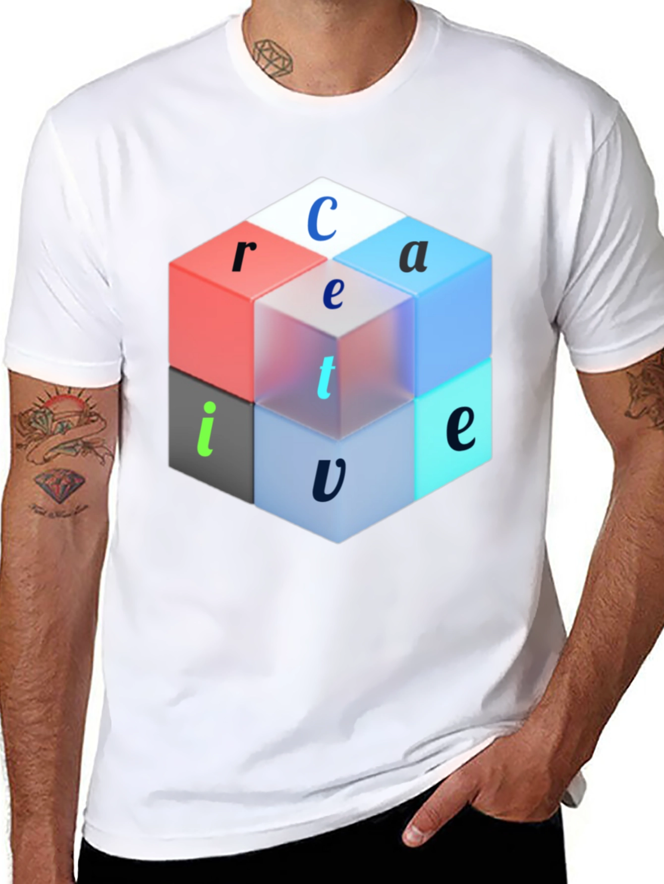 Creative Cube Graphic Tee - Modern Design