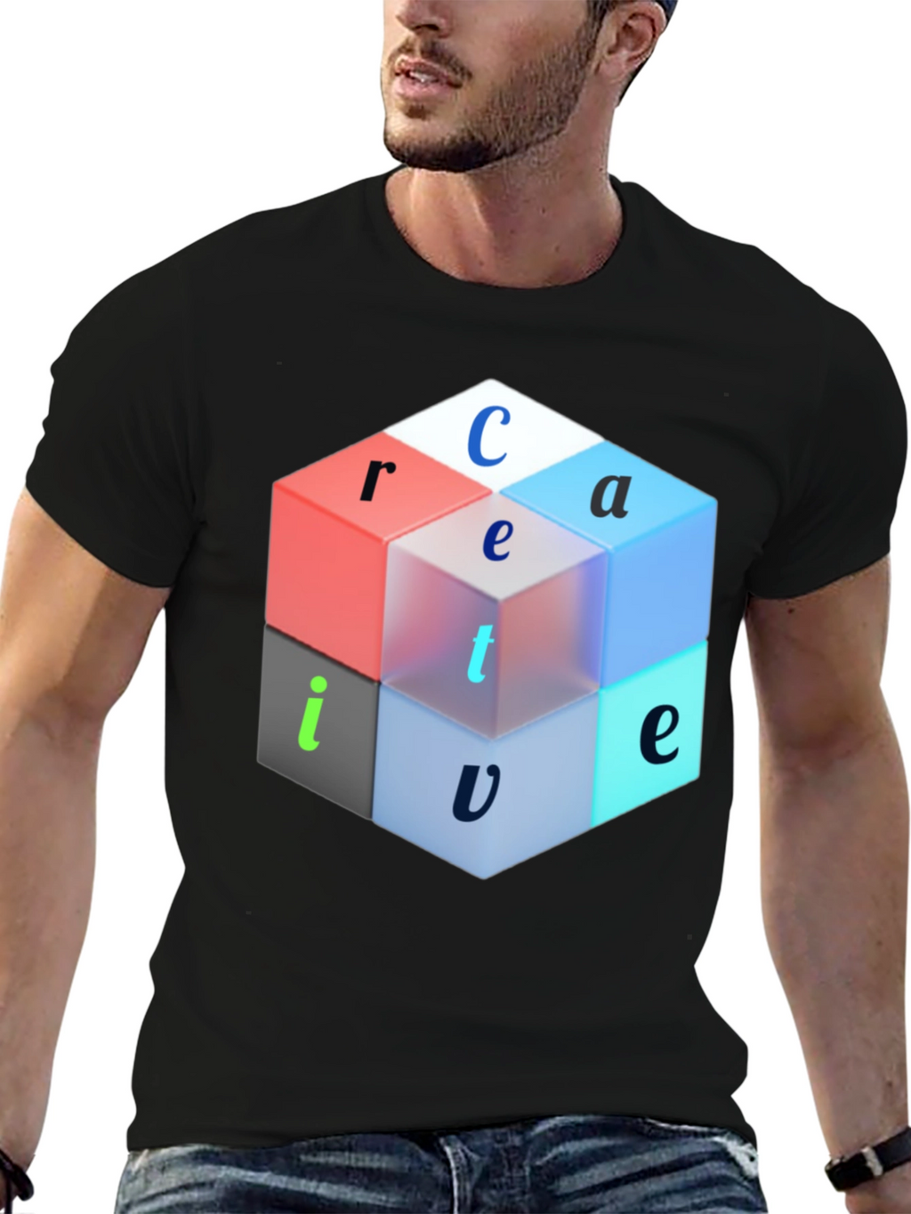 Creative Cube Graphic Tee - Modern Design