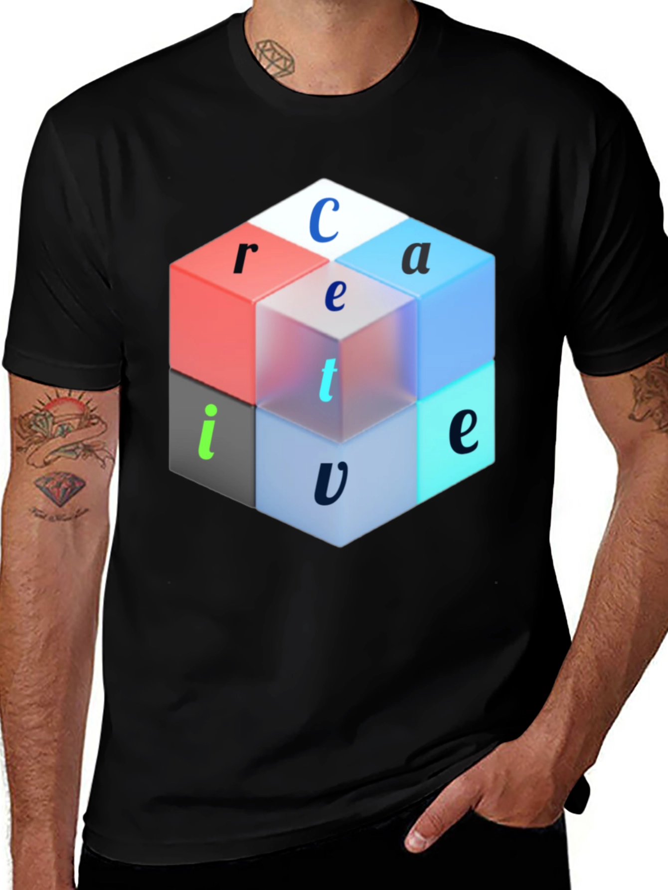 Creative Cube Graphic Tee - Modern Design