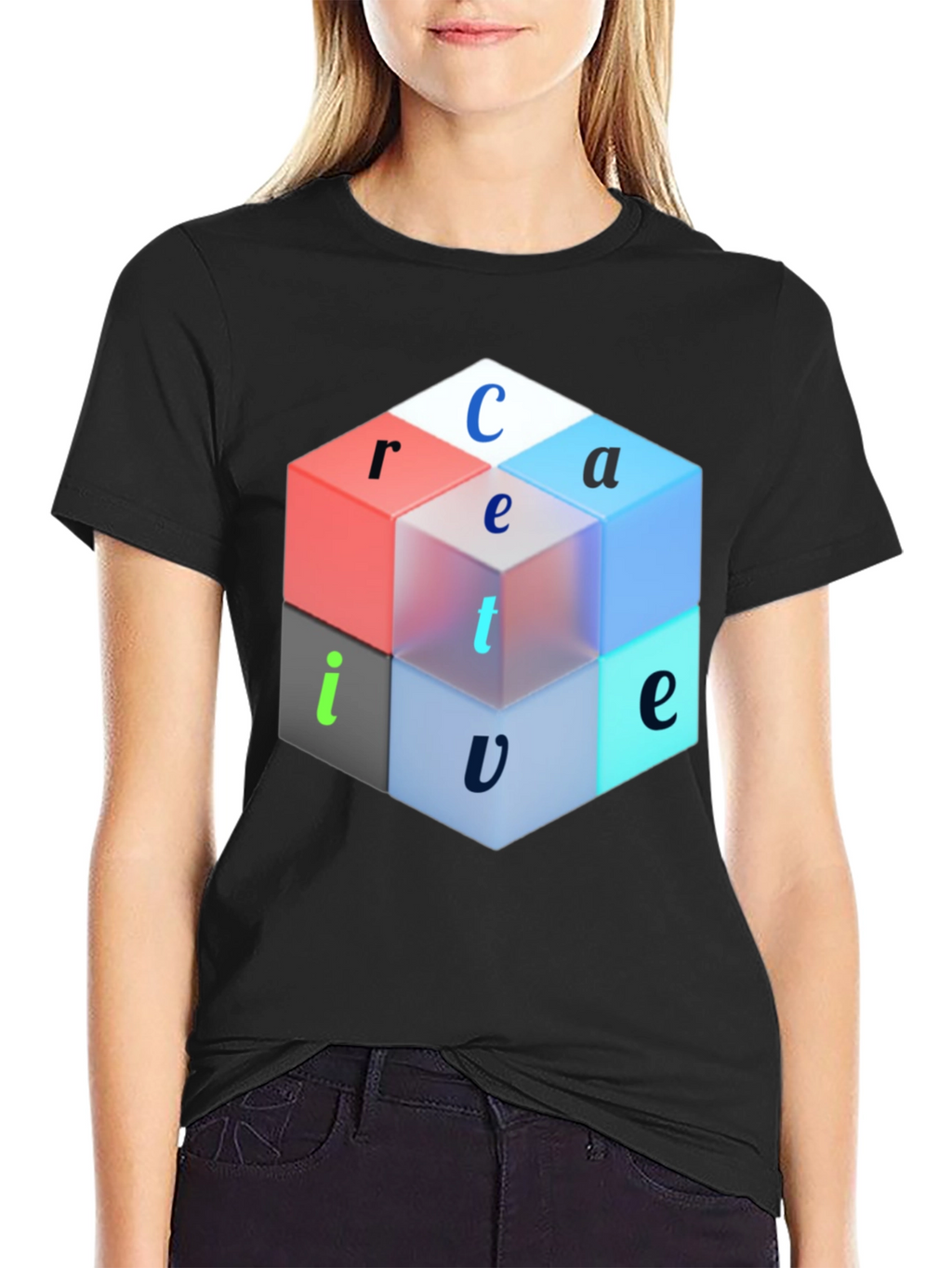 Creative Cube Graphic Tee - Modern Design